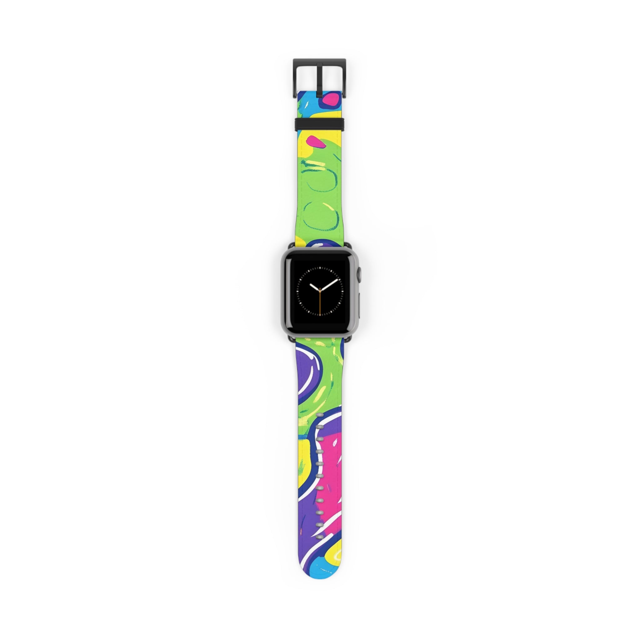 90s Trippy Slime Watch Band, Artsulli - Art is Long, Life is Short, Accessories, Size, 38 - 41 mm, Color, Black Matte, , , 31462573090946977442