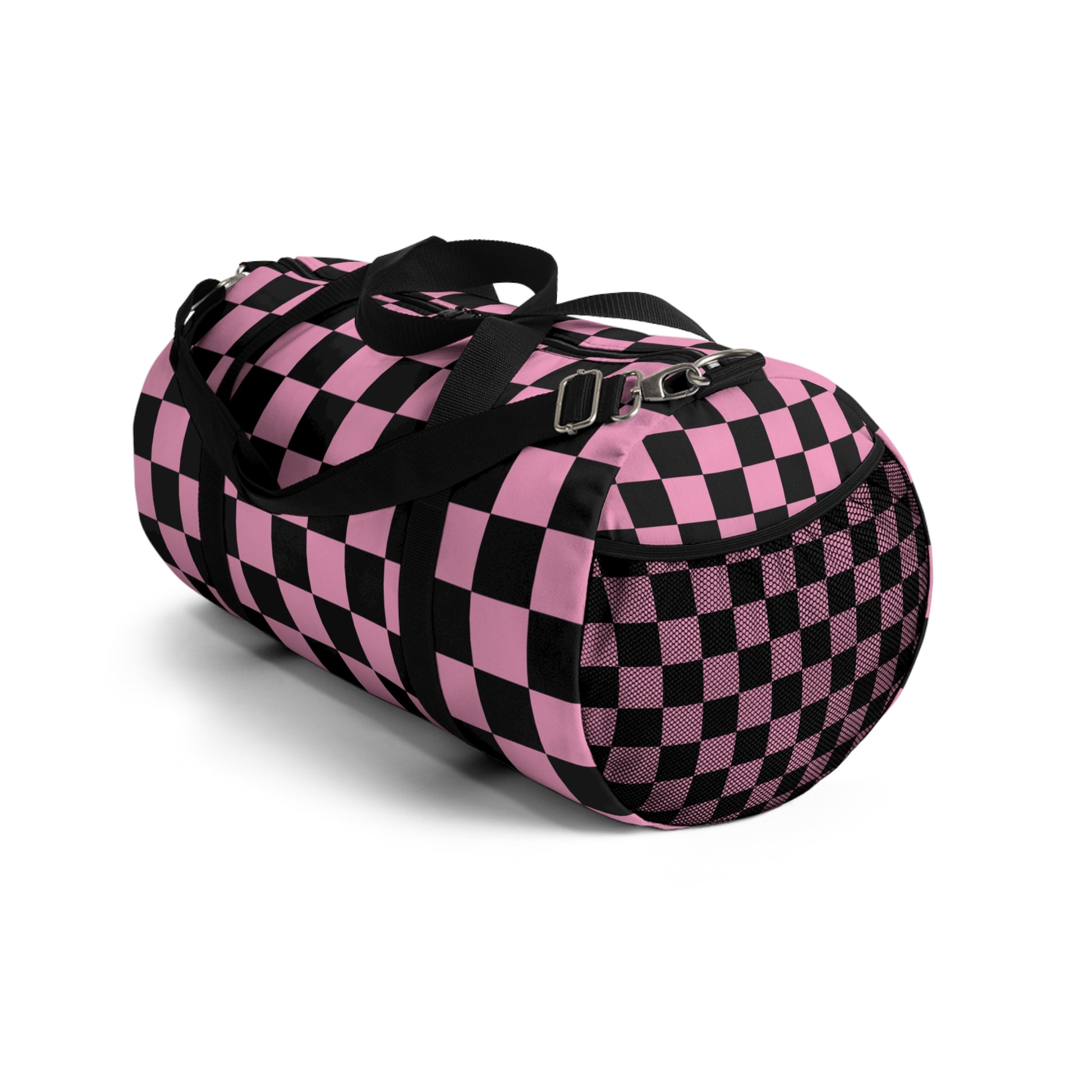 Checkerboard Black and Pink Duffel Bag, Artsulli - Art is Long, Life is Short, Bags, , , , , , , 