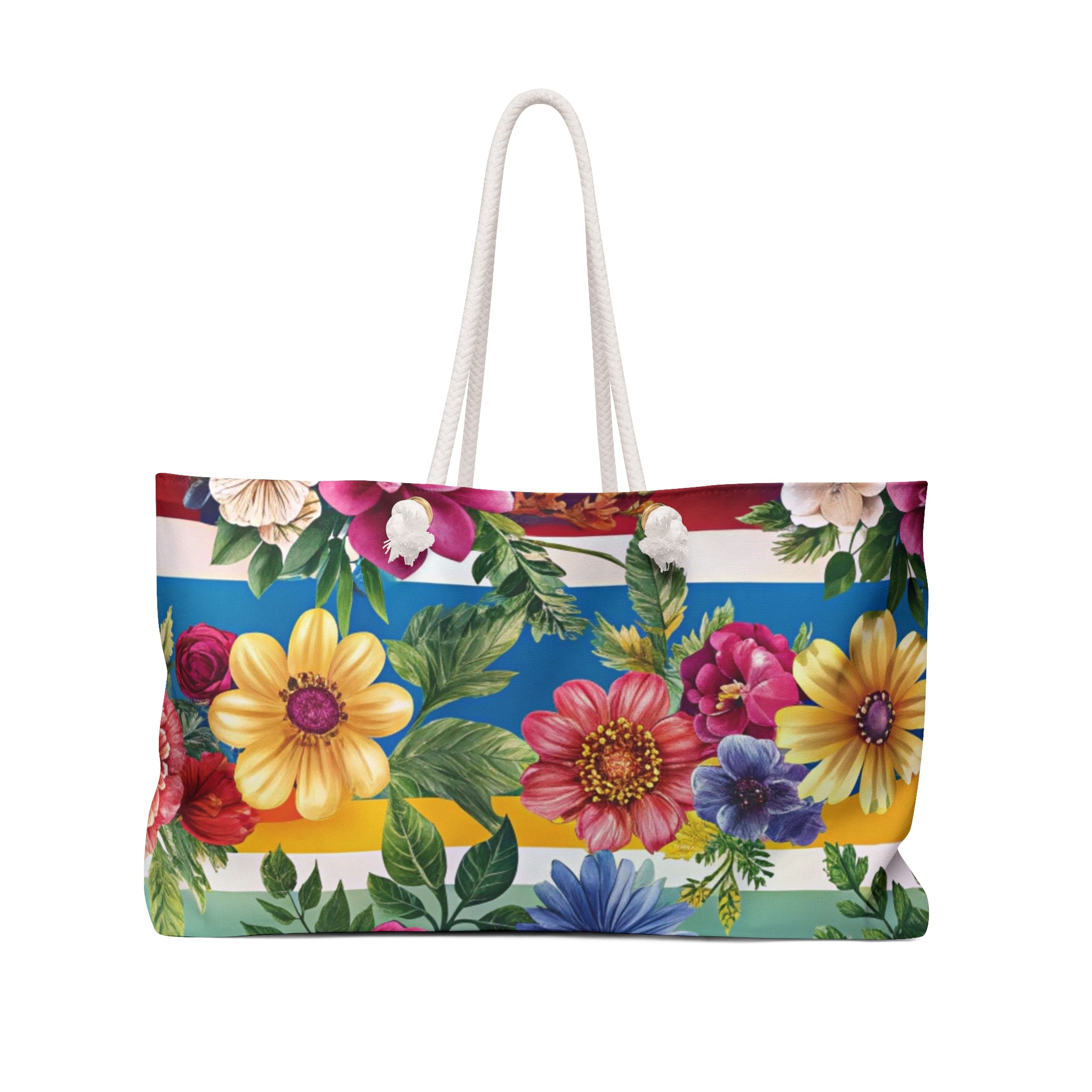 Floral Stripe 4K II Weekender Bag, Artsulli - Art is Long, Life is Short, Bags, Size, 24" × 13", , , , , 18900122401321996611