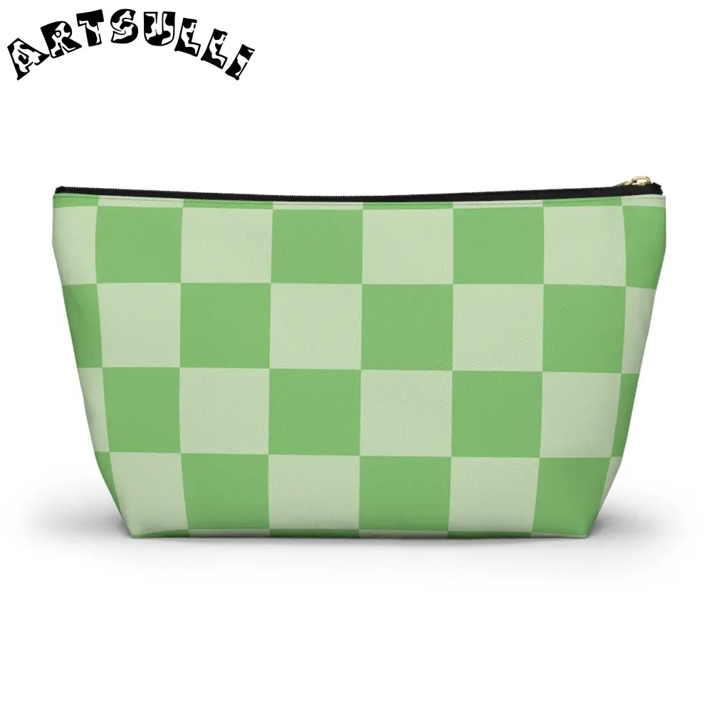 JAKKOUTTHEBXX Checkerboard Green Accessory Pouch w T-bottom