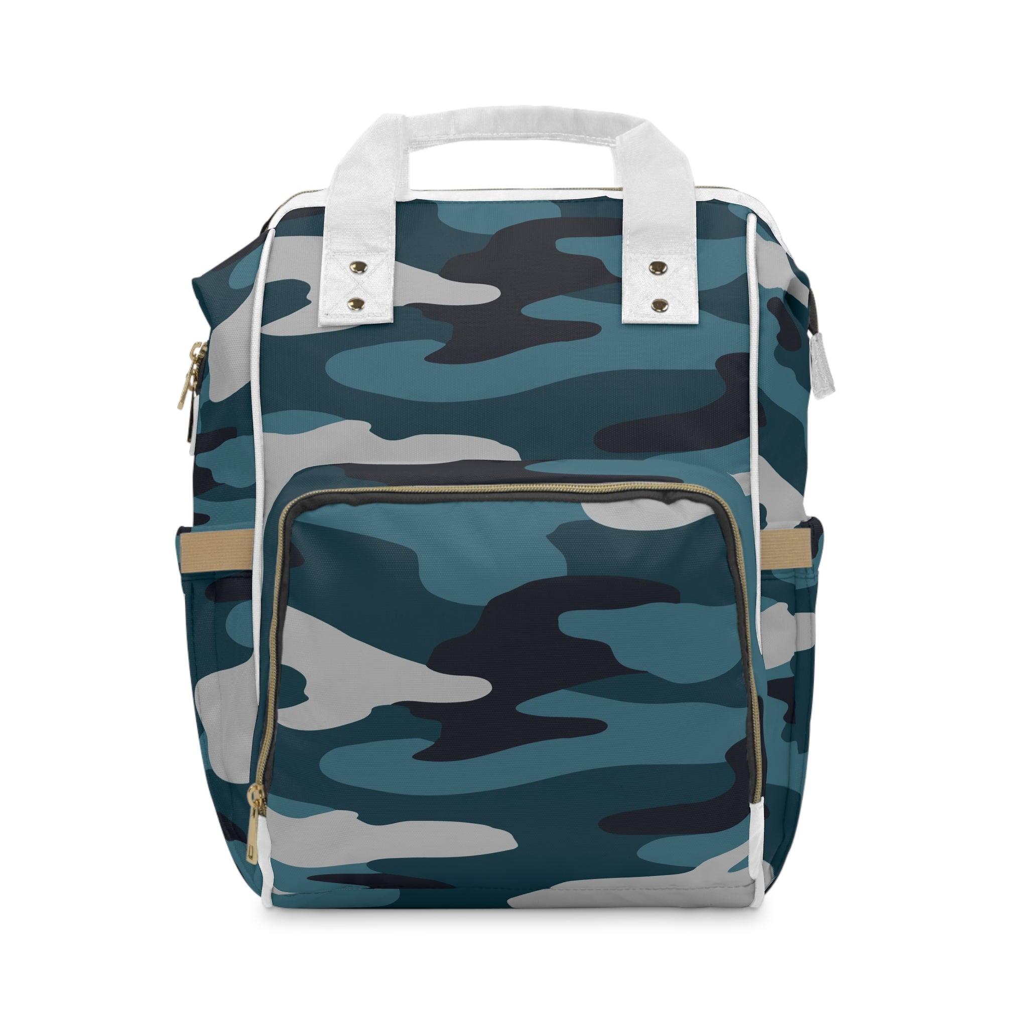 Blue Camouflage Multifunctional Diaper Backpack, Artsulli - Art is Long, Life is Short, Bags, Size, 15.0" × 10.8" × 6.7'', , , , , 11724446738008