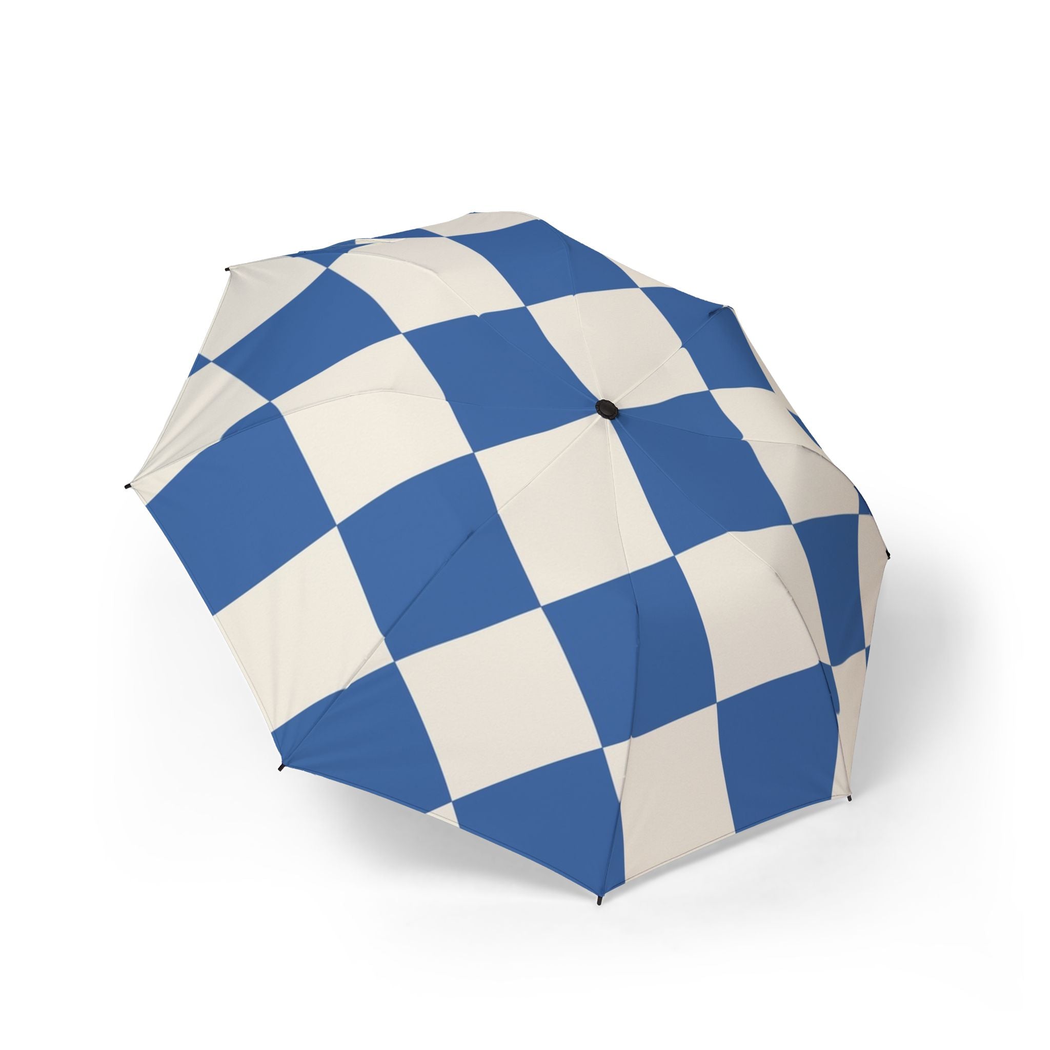 Checkerboard Blue Semi-Automatic Foldable Umbrella, Artsulli - Art is Long, Life is Short, Accessories, Size, One size, , , , , 21043653646801026430