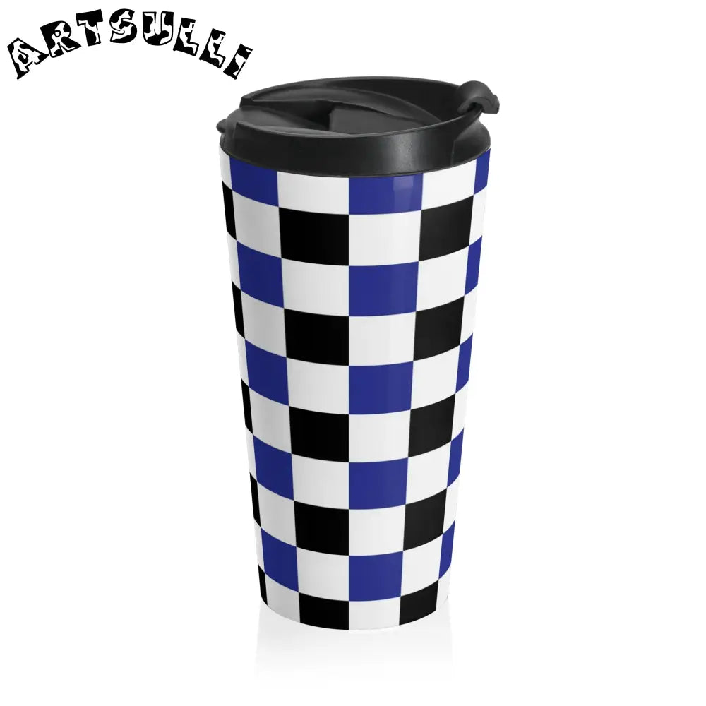 JAKKOUTTHEBXX Checkerboard Blue White and Black Stainless Steel