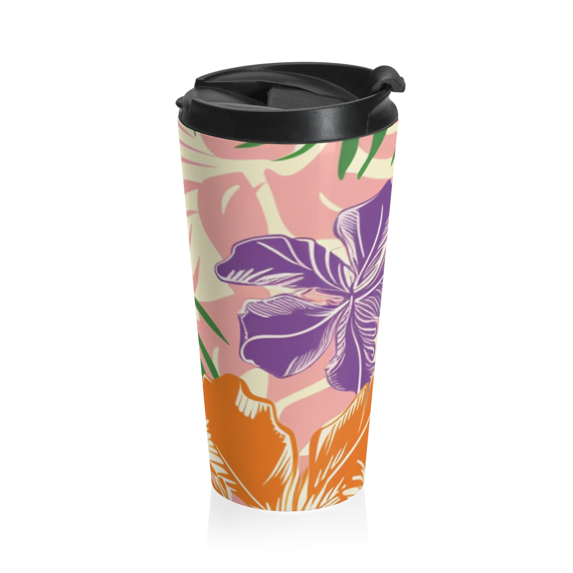Blooming Tropical Flowers Stainless Steel Travel Mug, Artsulli - Art is Long, Life is Short, Mug, , , , , , , 