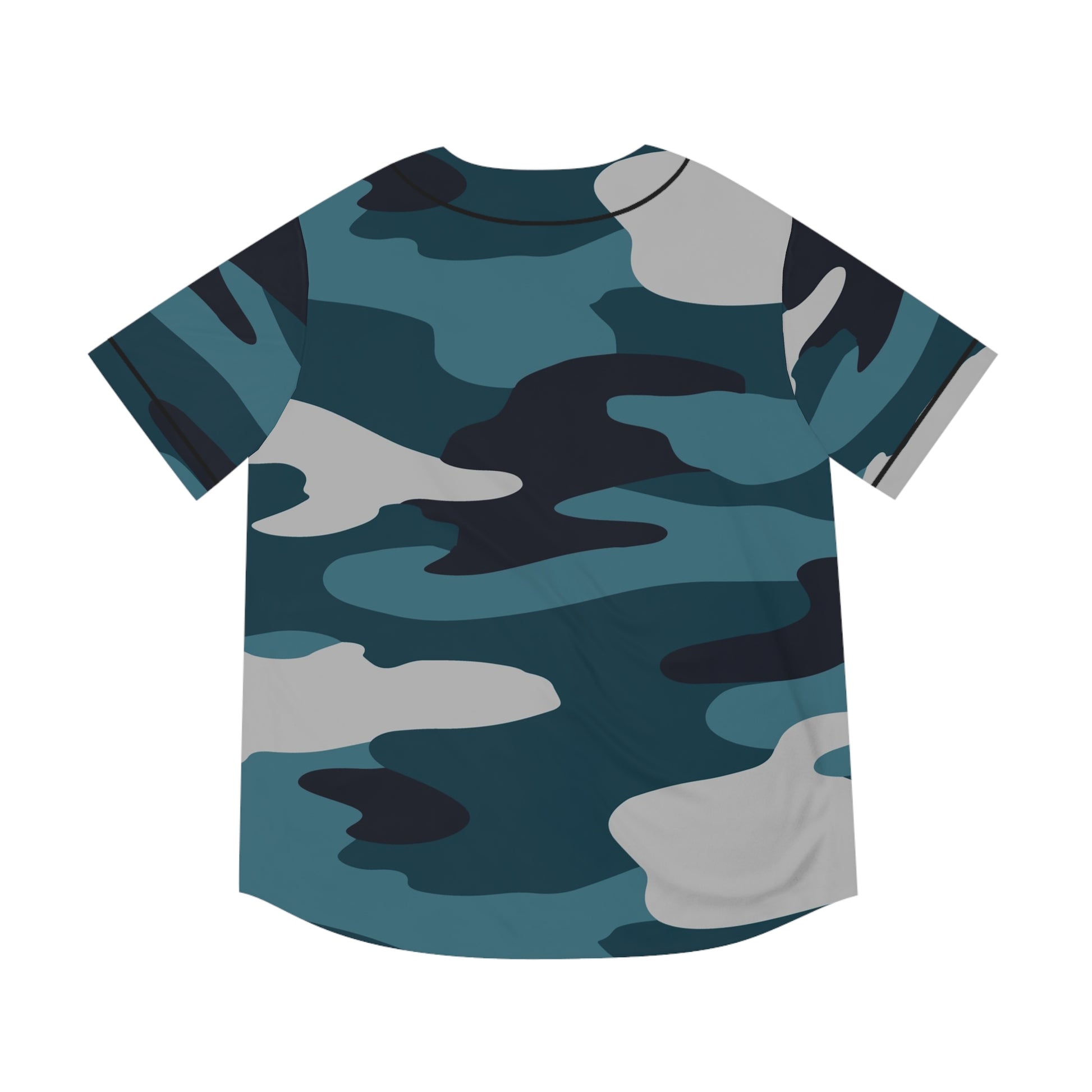 Blue Camouflage Men's Baseball Jersey (AOP), Artsulli - Art is Long, Life is Short, All Over Prints, , , , , , , 