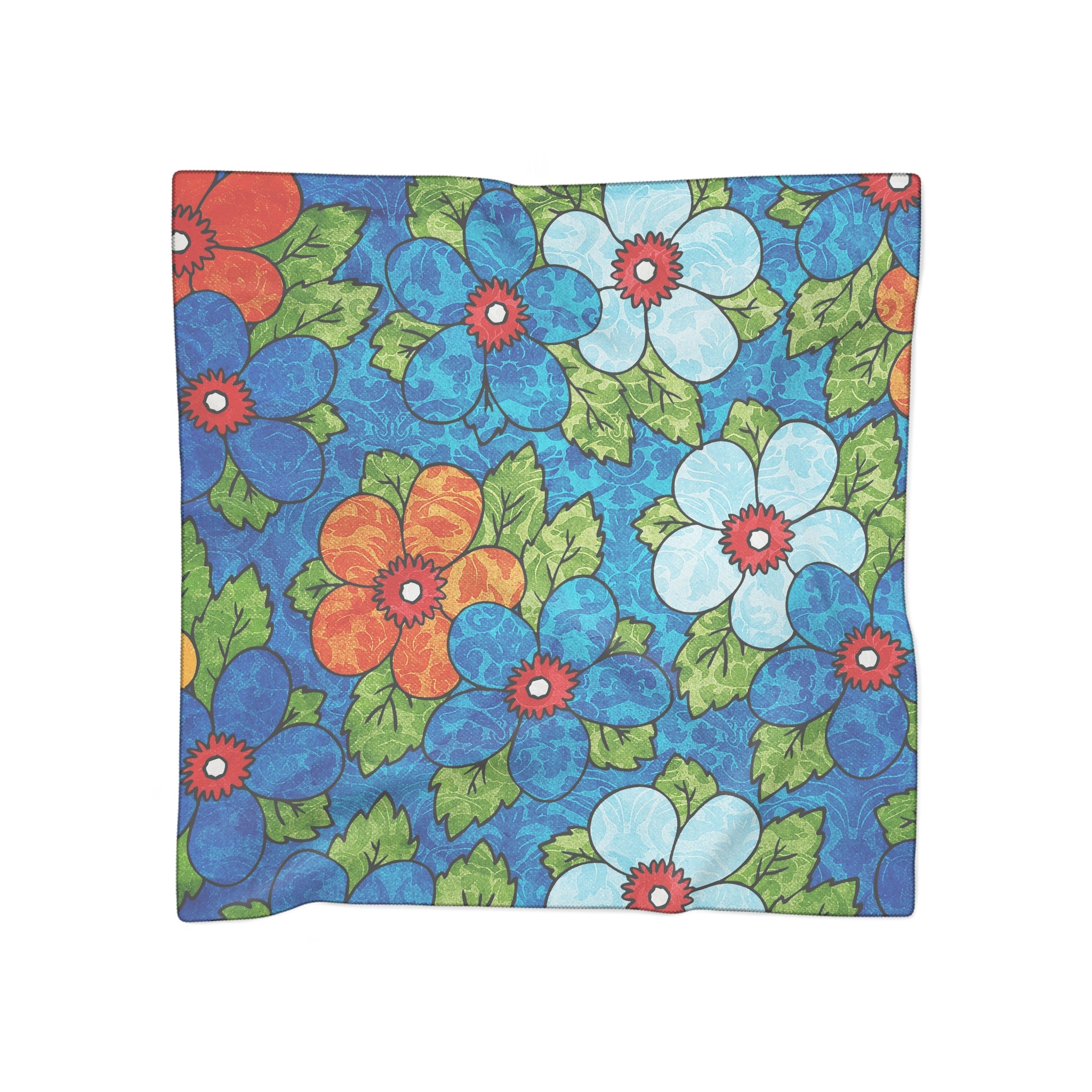 Blue Orange Groovy Poly Scarf, Artsulli - Art is Long, Life is Short, Accessories, Color, Poly chiffon, Size, 50" × 50", , , 15241328702318942729