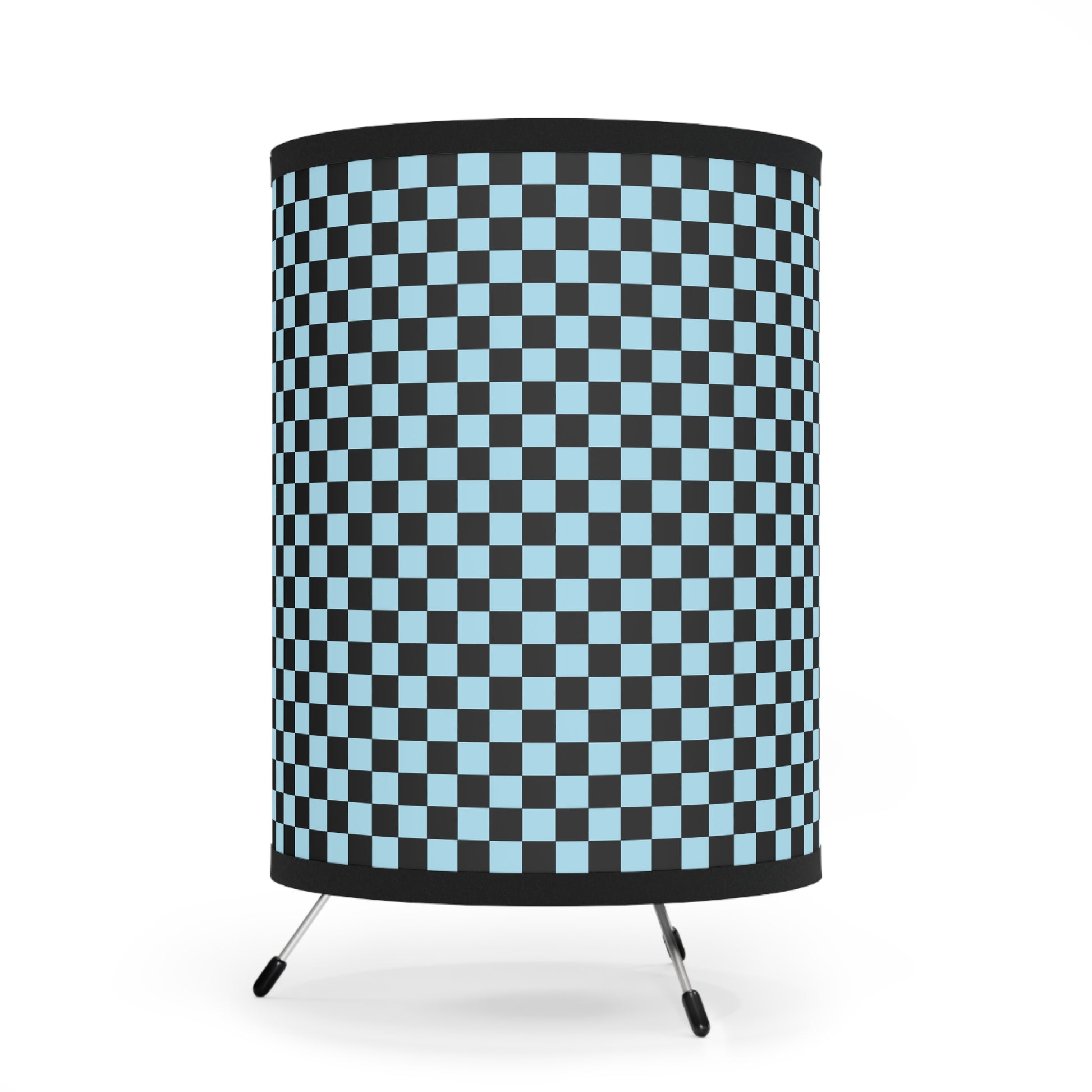 Checkerboard Black and Blue Tripod Lamp with High-Res Printed Shade, US\CA plug, Artsulli - Art is Long, Life is Short, Home Decor, , , , , , , 