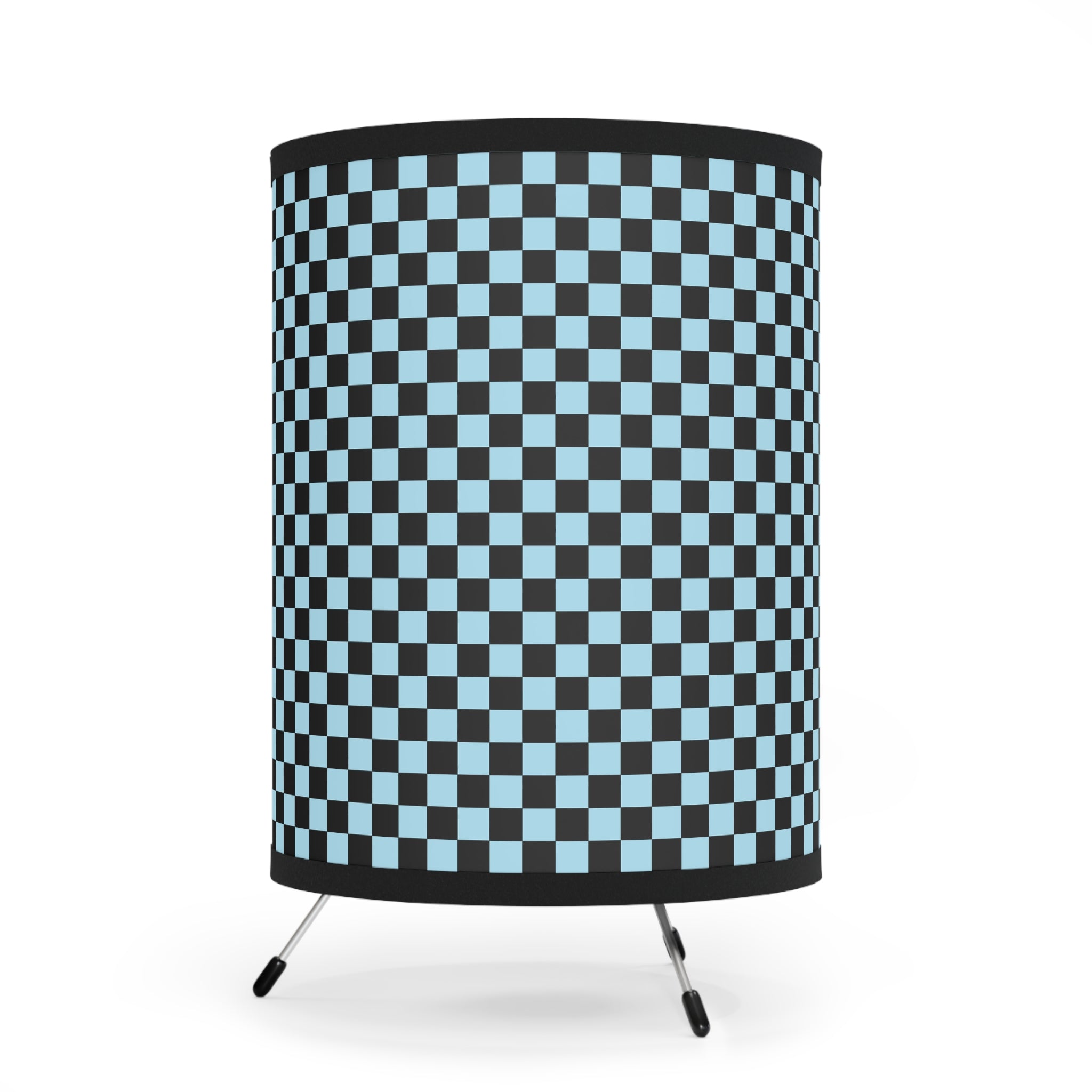 Checkerboard Black and Blue Tripod Lamp with High-Res Printed Shade, US\CA plug, Artsulli - Art is Long, Life is Short, Home Decor, , , , , , , 