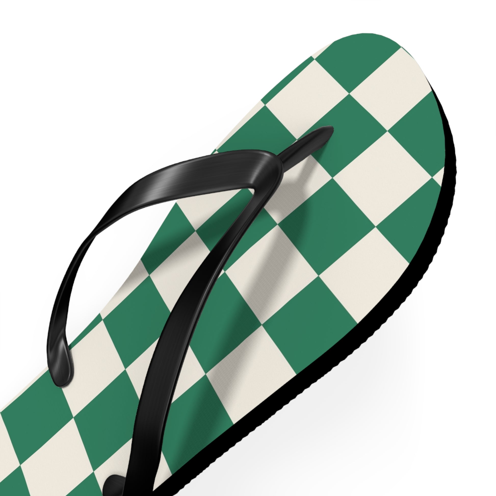 Checkerboard Dark Green Flip Flops, Artsulli - Art is Long, Life is Short, Shoes, , , , , , , 
