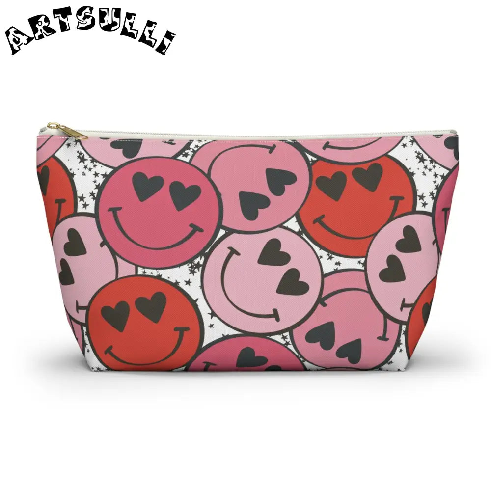 JAKKOUTTHEBXX Smiley Face x Heart Eyes Red and Pink cessory Pouch w