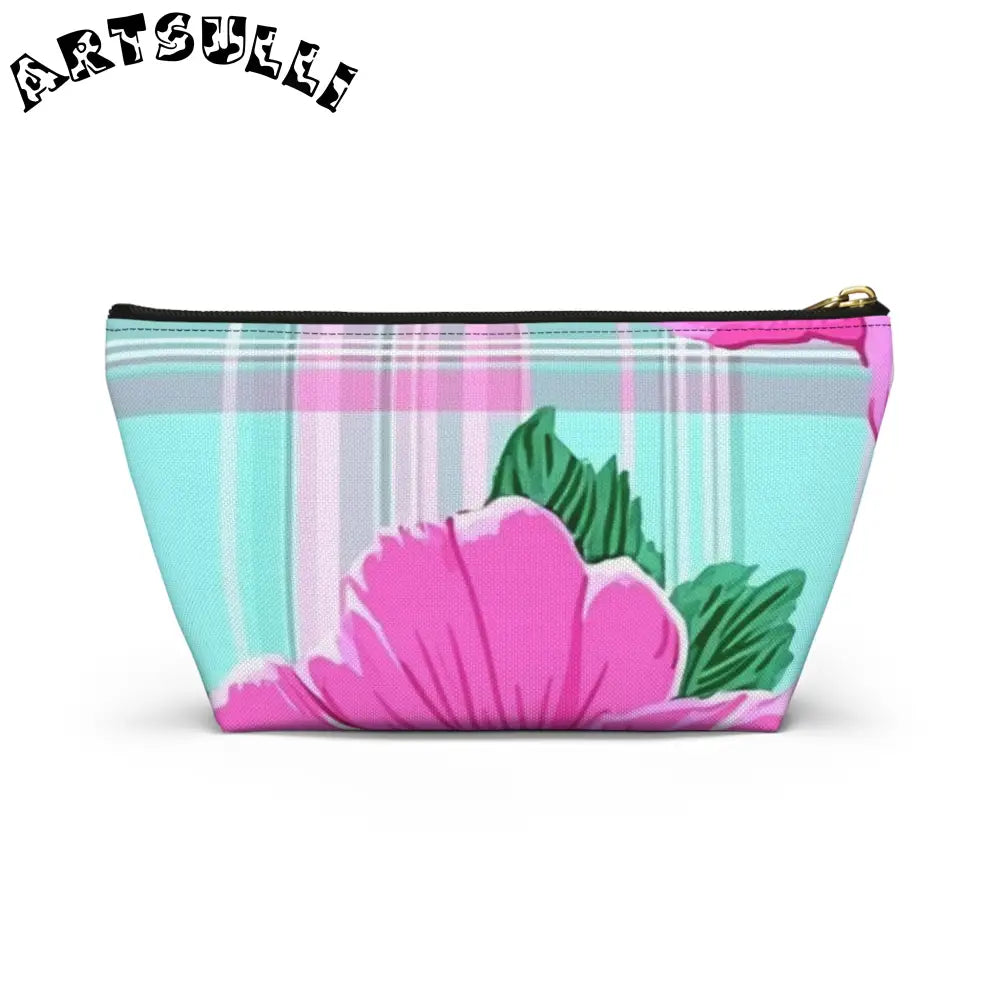JAKKOUTTHEBXX Pink Floral Art Transferred Cosmetic Pouch
