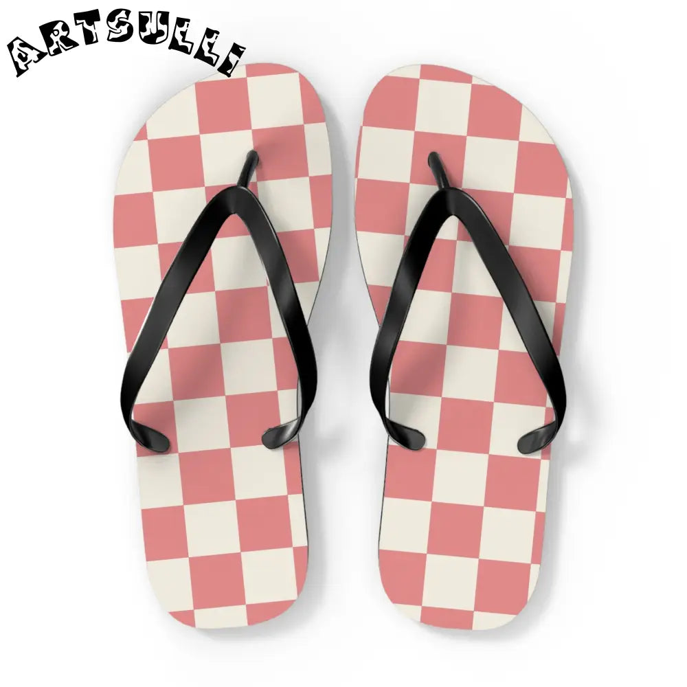 JAKKOUTTHEBXX Retro Checkered Grassland Sprites Flip Flops