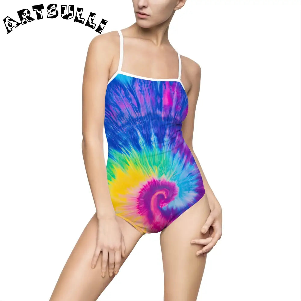 JAKKOUTTHEBXX Tie-Dye Open Back One-Piece Swimsuit 2025