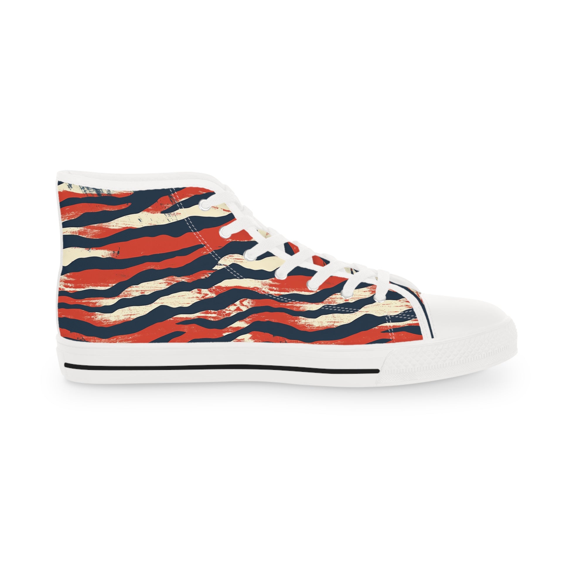 Capricious Tiger Wave Men's High Top Sneakers, Artsulli - Art is Long, Life is Short, Shoes, , , , , , , 
