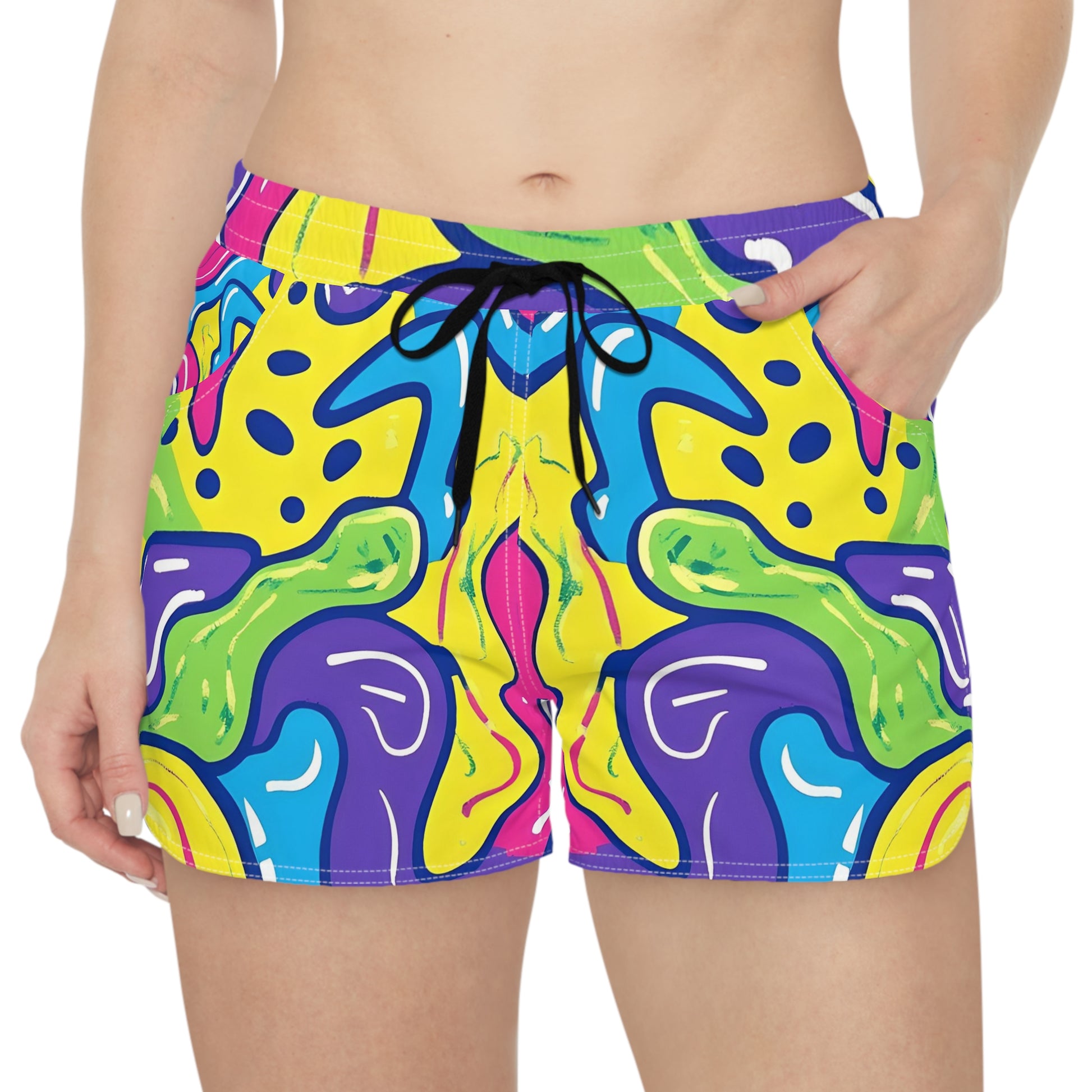 90s Trippy Slime Women's Casual Shorts (AOP), Artsulli - Art is Long, Life is Short, All Over Prints, , , , , , , 