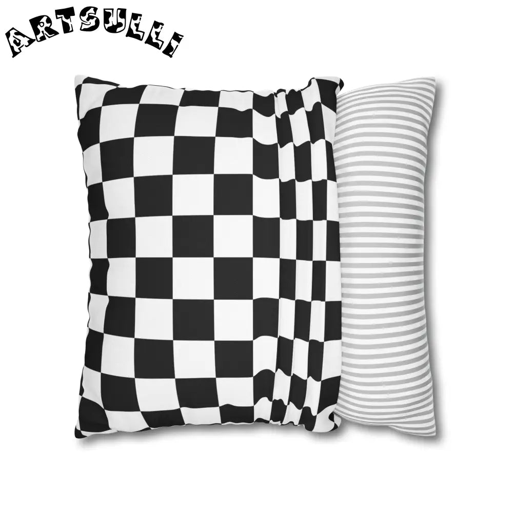 JAKKOUTTHEBXX Checkerboard Black and White Spun Polyester Square
