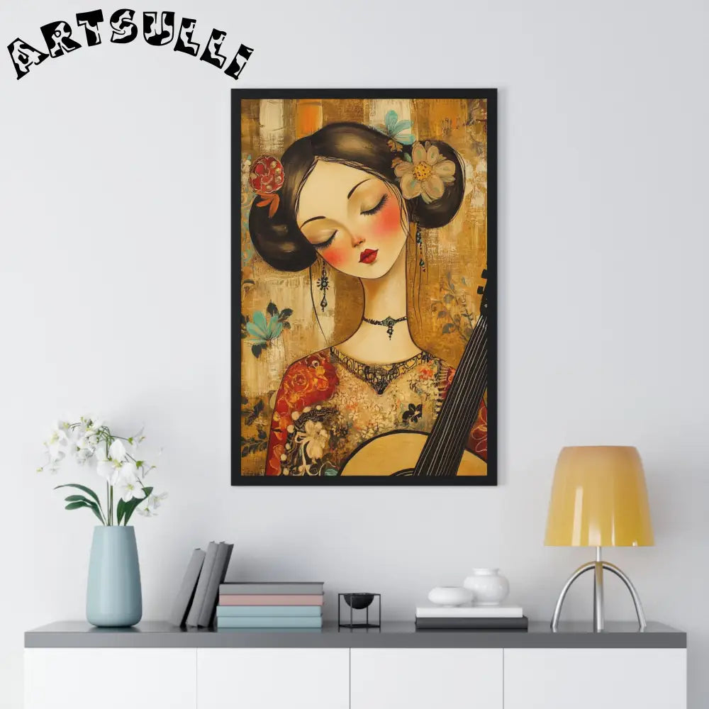 JAKKOUTTHEBXX Stylized Woman Musician Wood-Framed Poster 2025