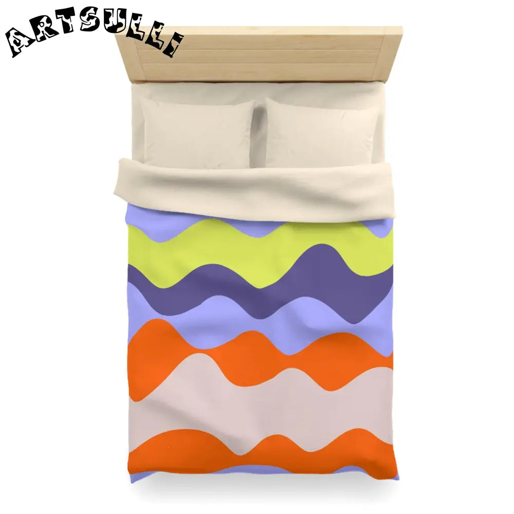 JAKKOUTTHEBXX Waves Red and Blue Microfiber Duvet Cover