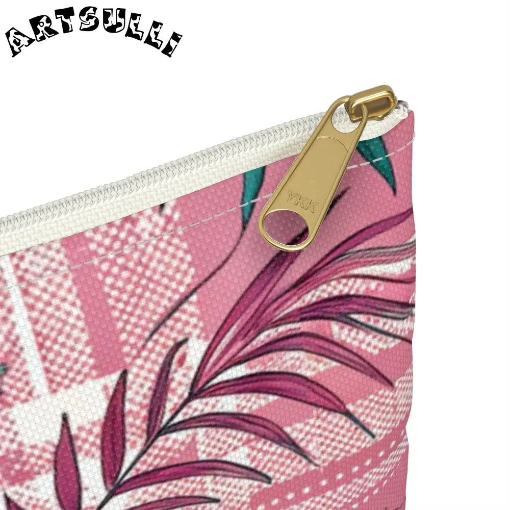 JAKKOUTTHEBXX Plaid x Floral Burgundy and Green Accessory Pouch