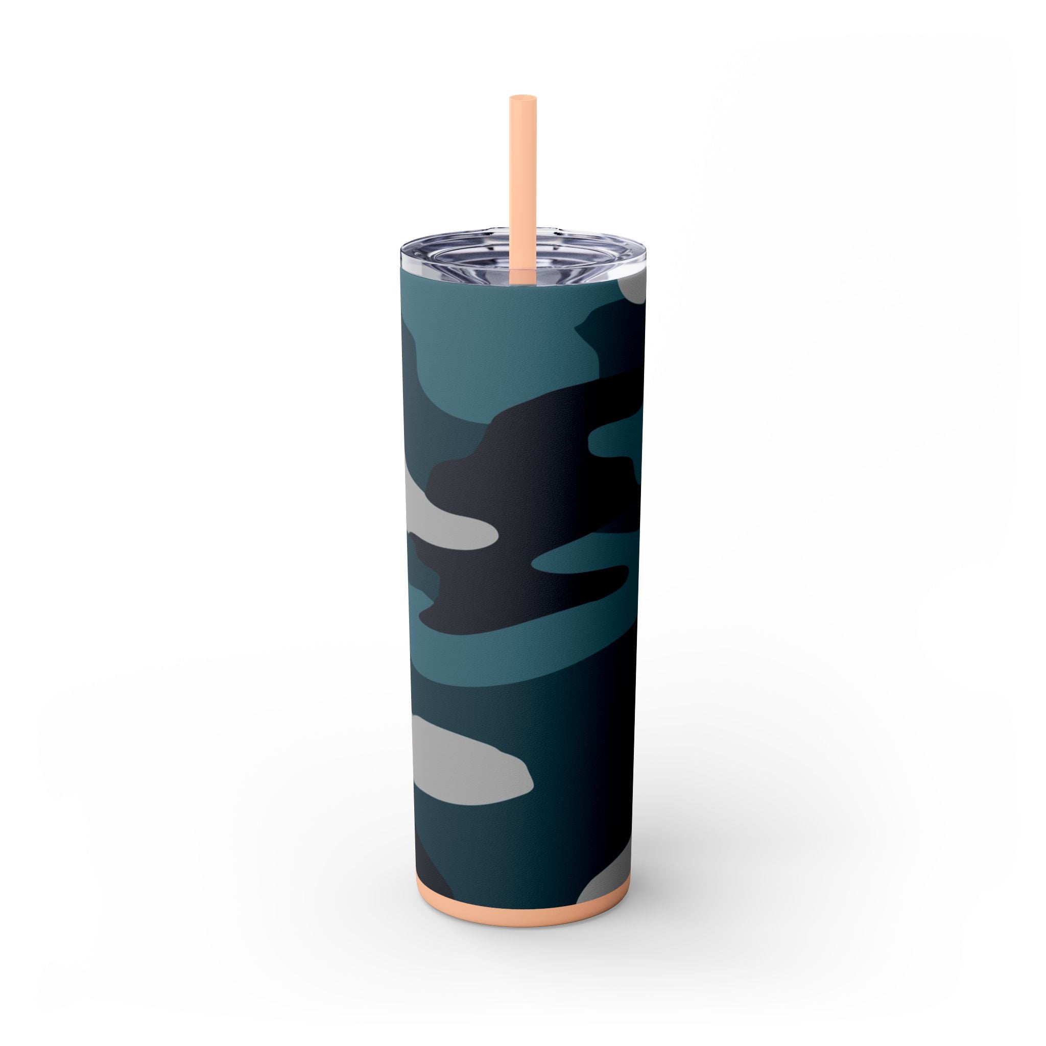 Blue Camouflage Skinny Tumbler with Straw, 20oz, Artsulli - Art is Long, Life is Short, Mug, Finish, Matte, Color, Blush, Size, 20oz, 11893768039741