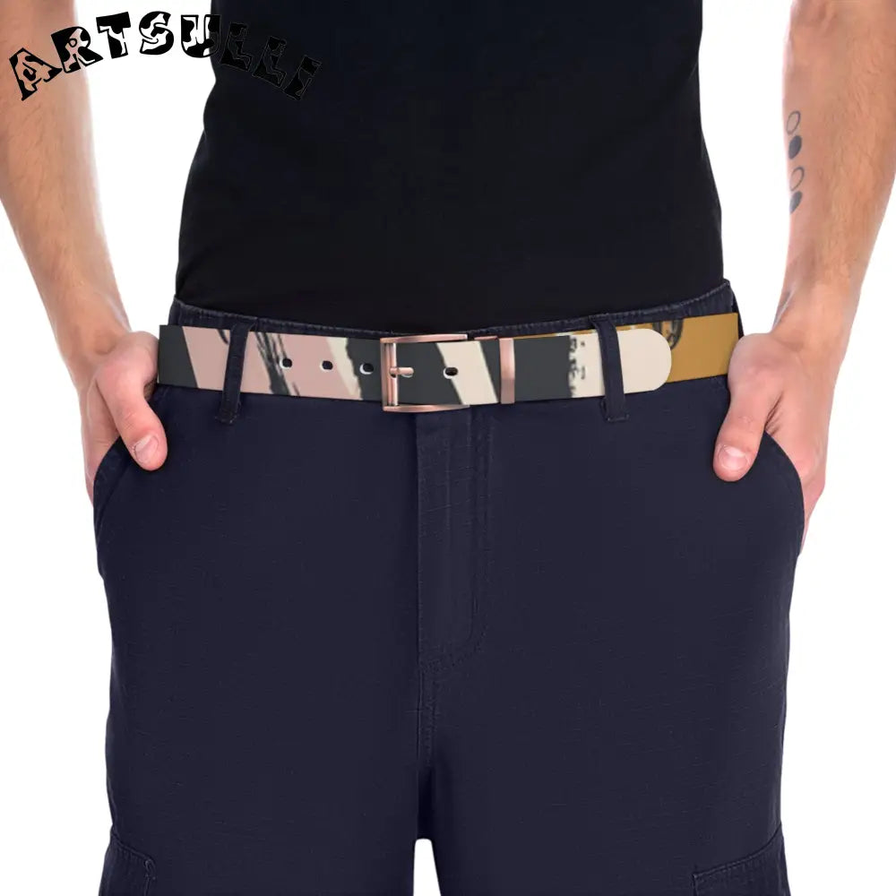 JAKKOUTTHEBXX white abstract pattern belt with black buckle
