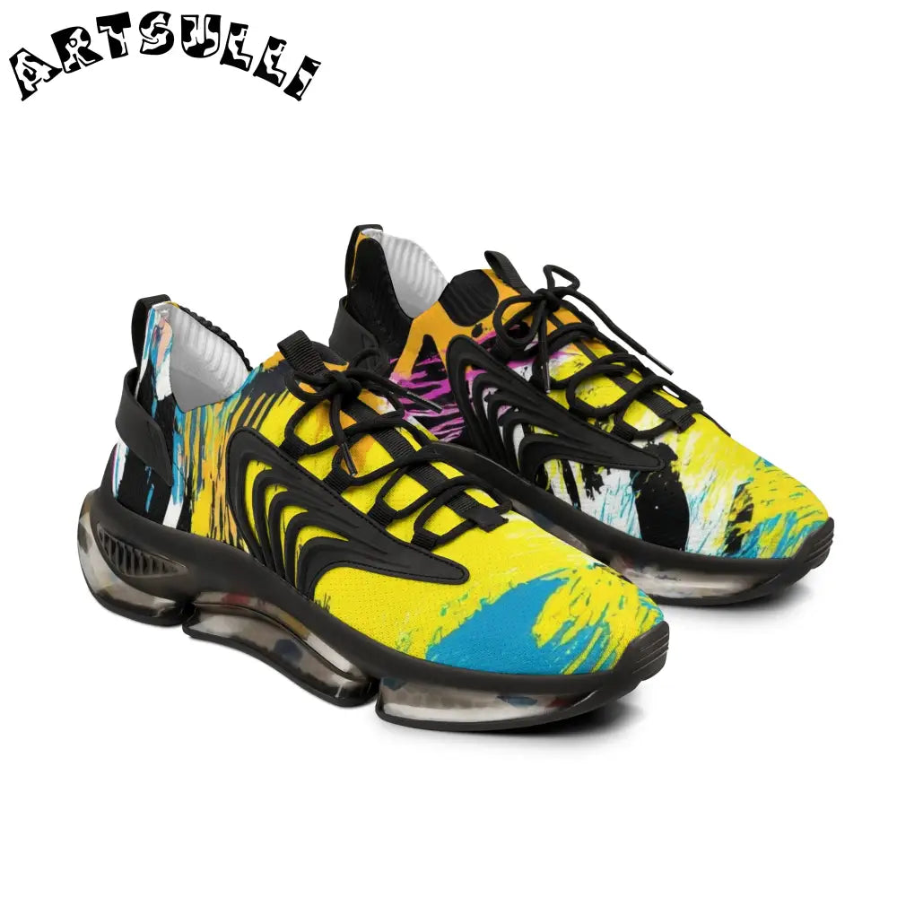 Zebra Stripes x Leopard Print x Paint Splatter Multi-Color Men's Mesh Sneakers, Artsulli - Art is Long, Life is Short, Shoes, Color, Black sole, Size, US 5, , , 17877631424707