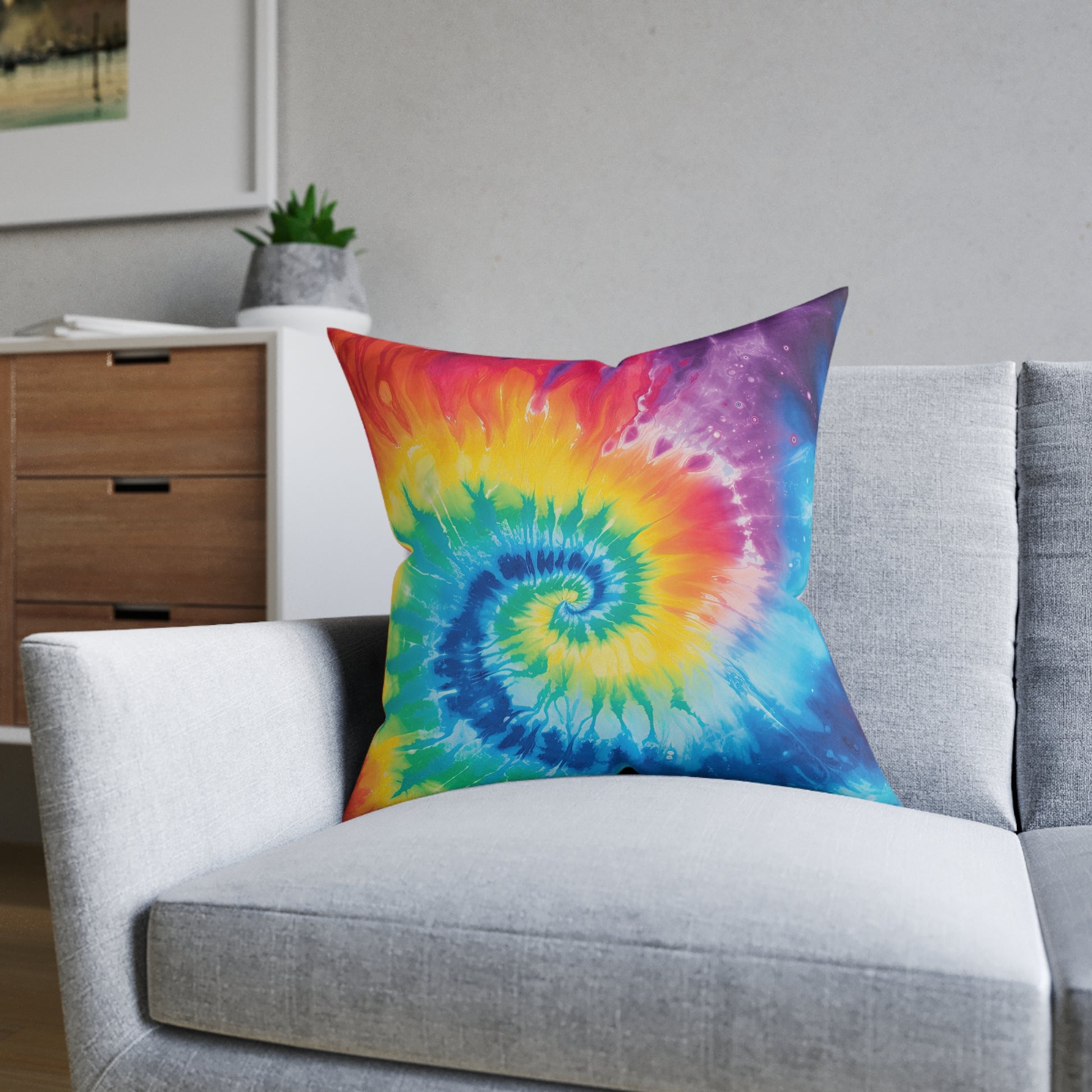 Tie Dye Square Pillow - Pink Back, Artsulli - Art is Long, Life is Short, Home Decor, , , , , , , 