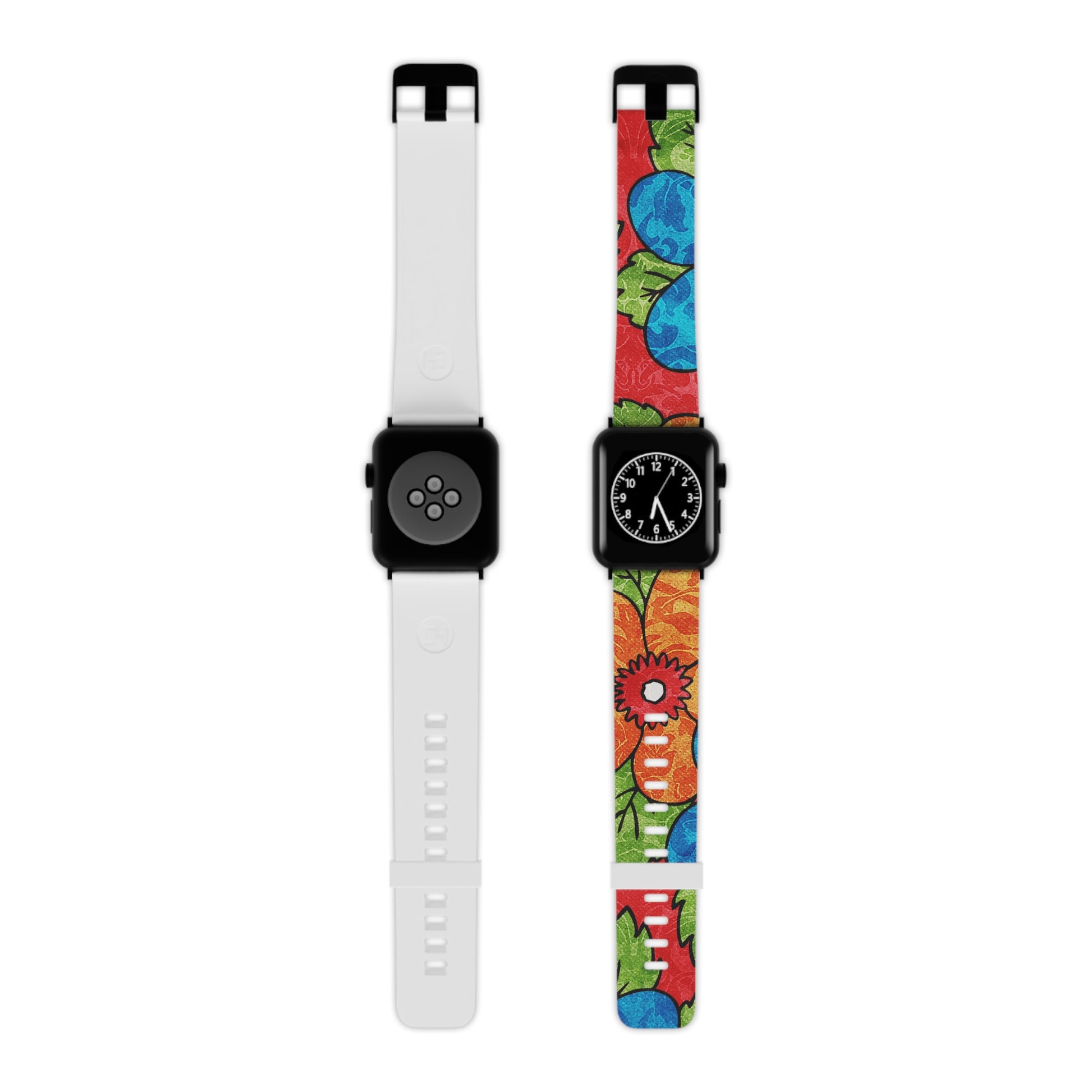 Groovy Red Floral Kl III Watch Band for Apple Watch, Artsulli - Art is Long, Life is Short, Accessories, Size, 8'' × 0.75'' / 38 - 40 mm, Color, Black, , , 24891312638143822063