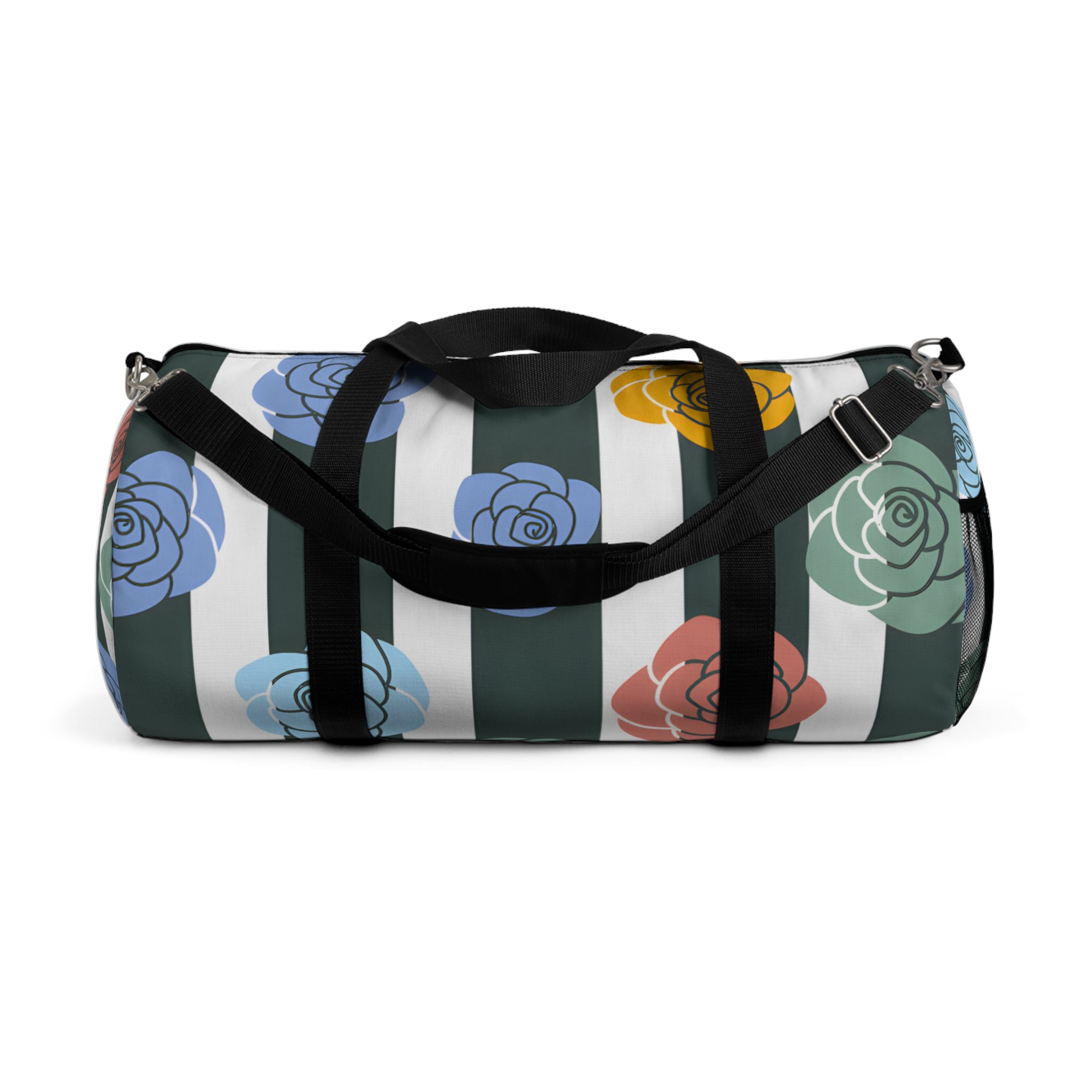 Stripes x Roses Black and White Copy of Duffel Bag, Artsulli - Art is Long, Life is Short, Bags, Size, Large, , , , , 11628183936125