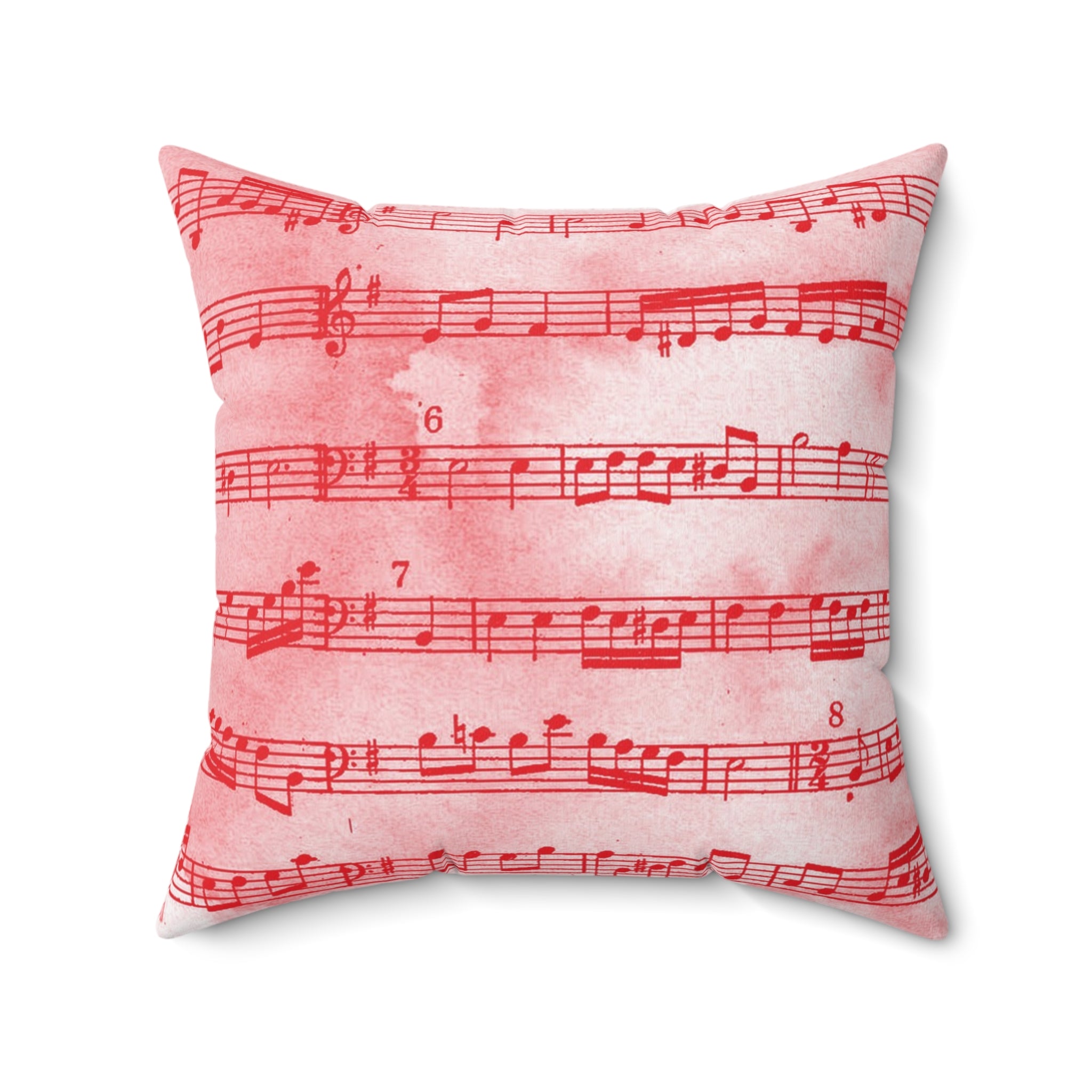 Drip Spill Type Beat Sheet Music II Red Spun Polyester Square Pillow, Artsulli - Art is Long, Life is Short, Home Decor, , , , , , , 