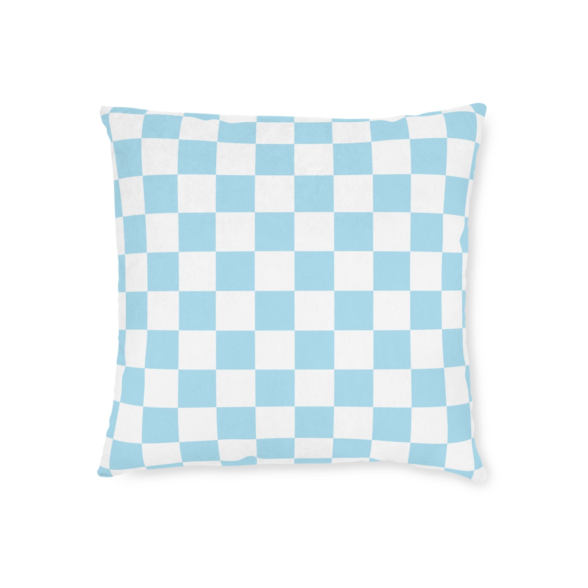 Checkerboard Sky Blue Square Pillow, Artsulli - Art is Long, Life is Short, Home Decor, Size, 18" × 18", , , , , 13657305702201539827