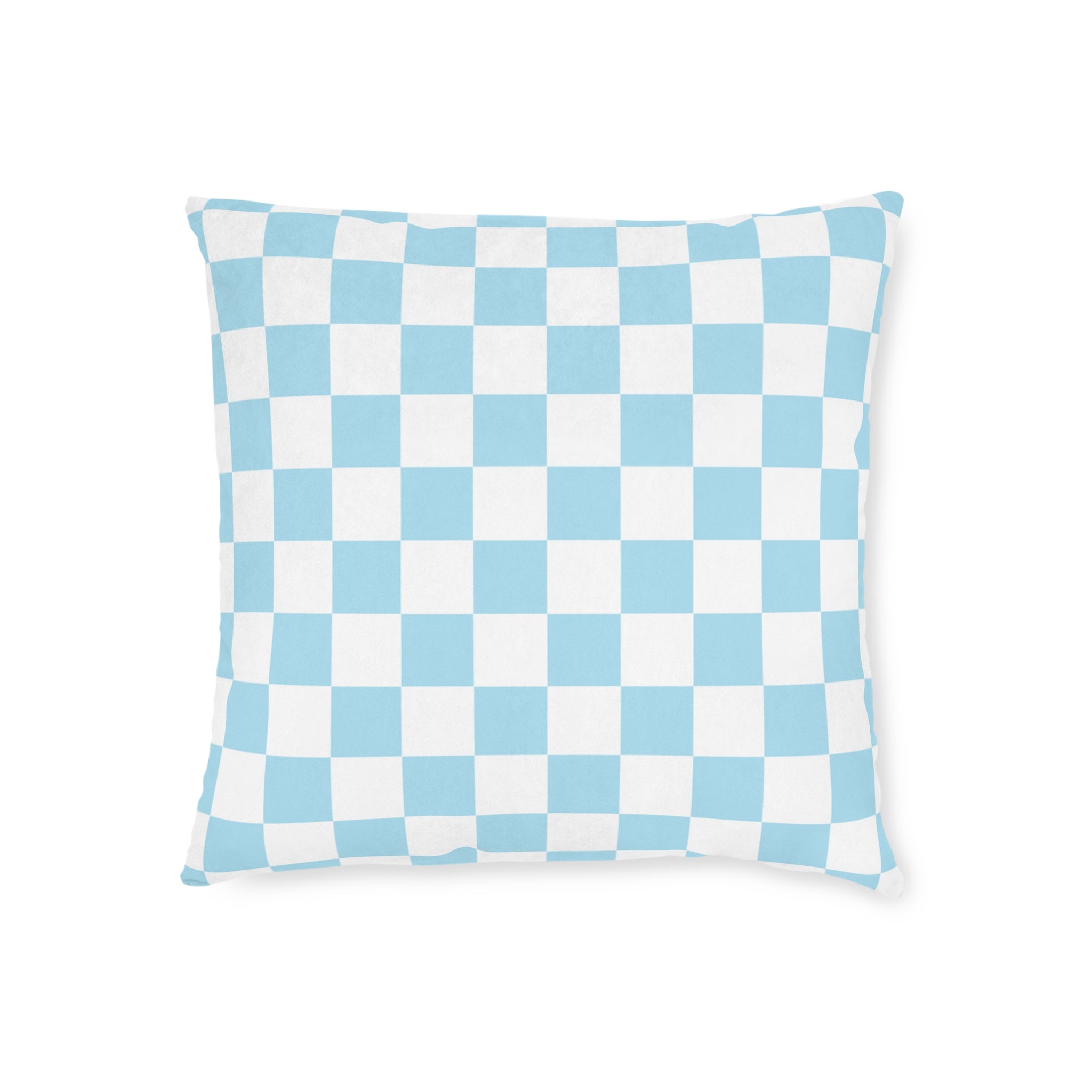 Checkerboard Sky Blue Square Pillow, Artsulli - Art is Long, Life is Short, Home Decor, Size, 18" × 18", , , , , 13657305702201539827