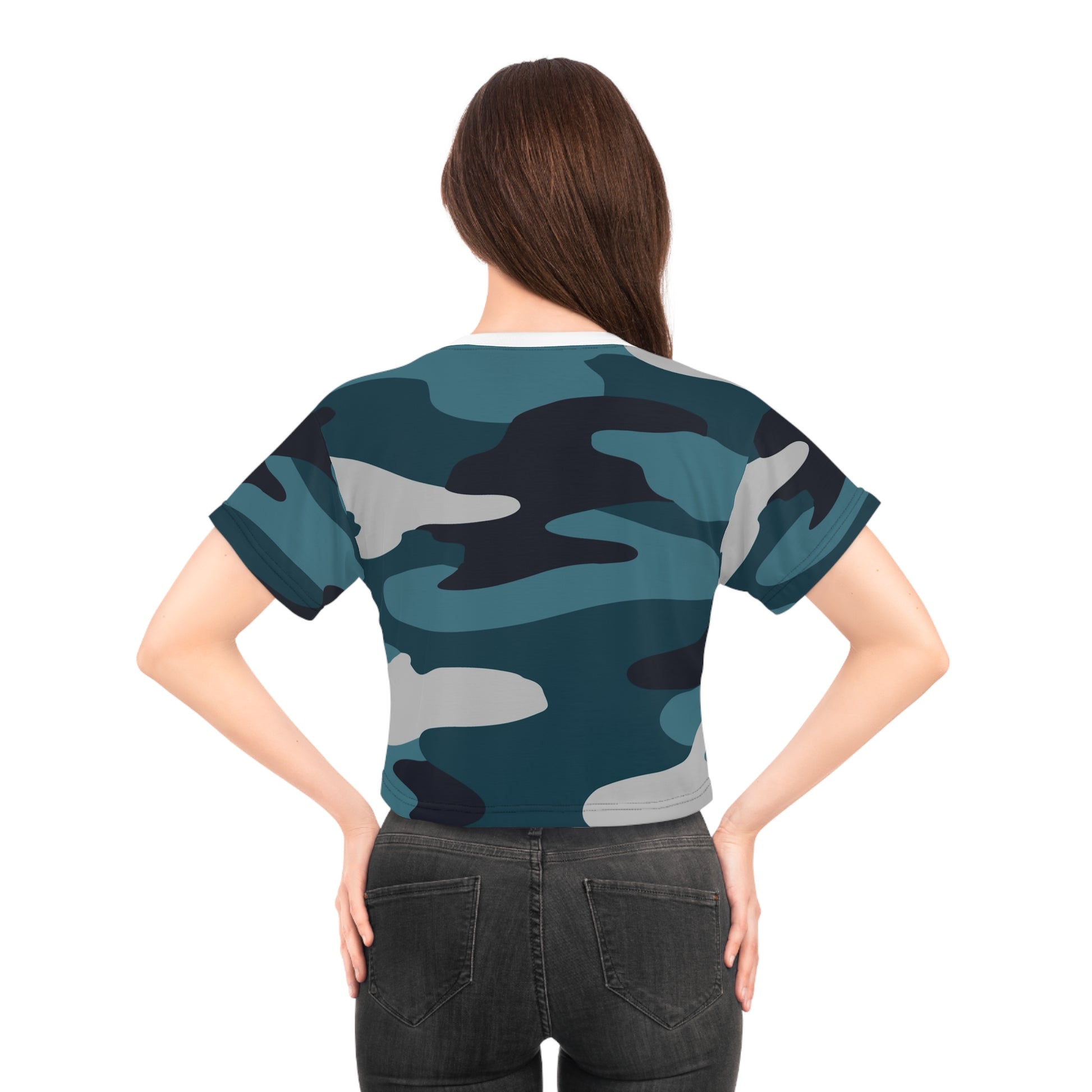 Blue Camouflage Crop Tee (AOP), Artsulli - Art is Long, Life is Short, All Over Prints, , , , , , , 