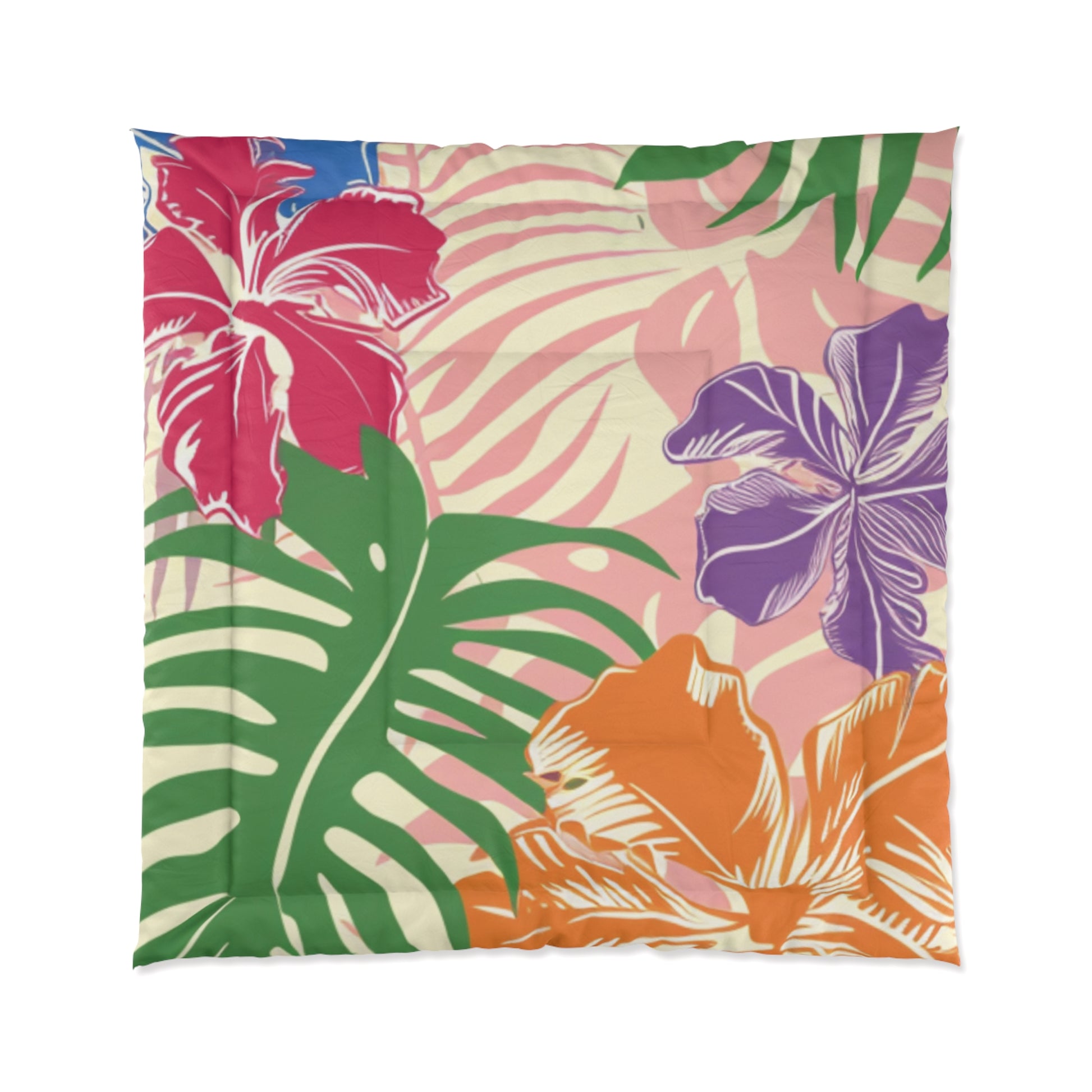Blooming Tropical Flowers Comforter, Artsulli - Art is Long, Life is Short, Home Decor, Size, 88" × 88", , , , , 27152991487746417493