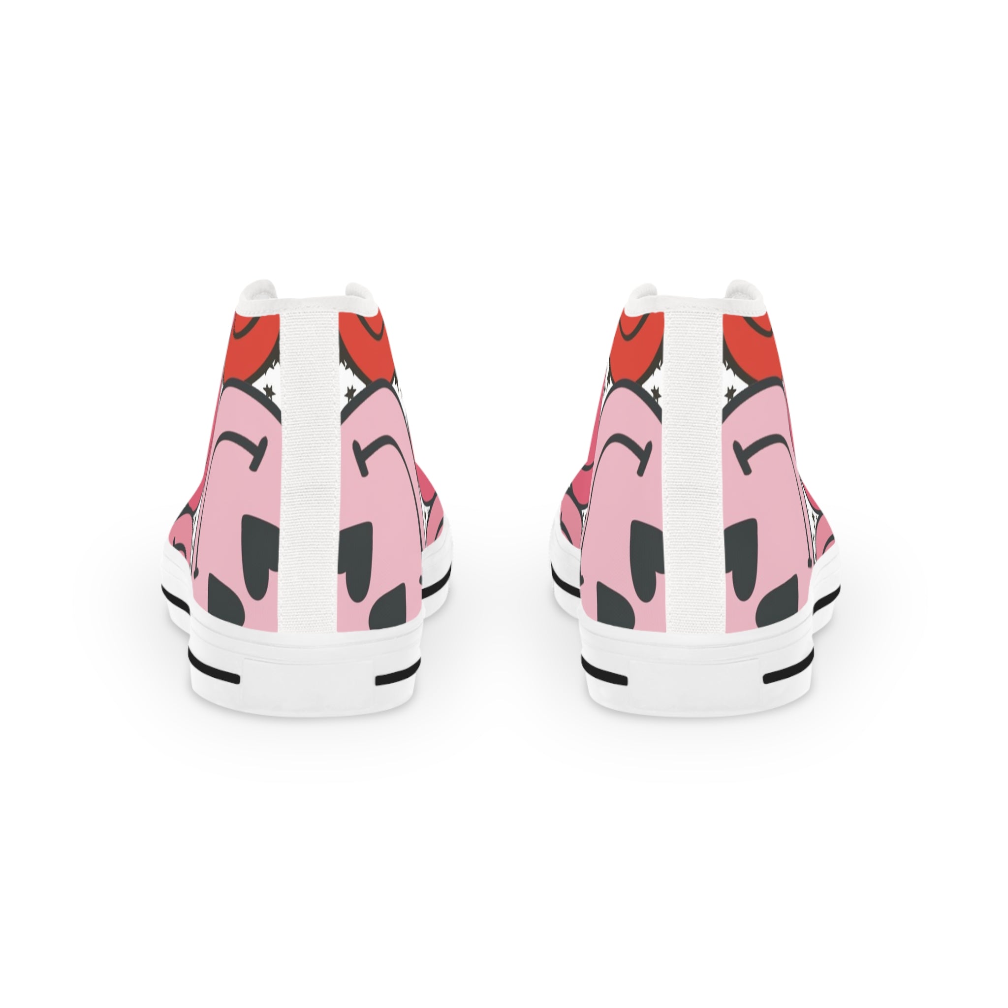 Big Smiley Face x Heart Eyes Pink and Red Men's High Top Sneakers, Artsulli - Art is Long, Life is Short, Shoes, , , , , , , 