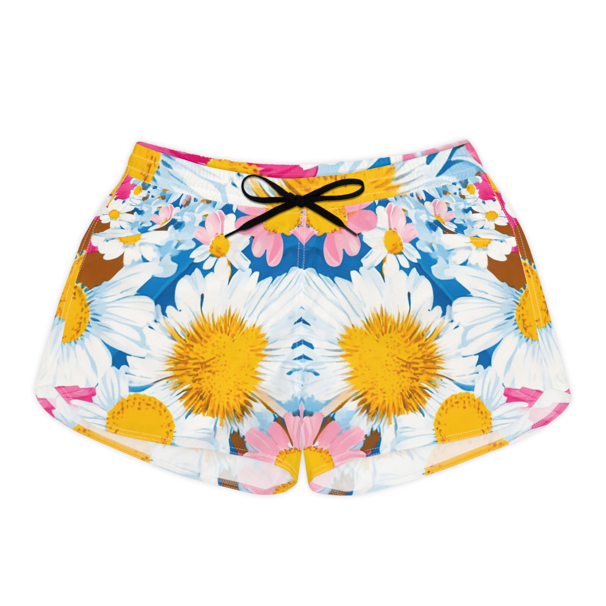 CDG Daisy Dream Blue Women's Casual Shorts (AOP), Artsulli - Art is Long, Life is Short, All Over Prints, Size, S, Color, Black drawstring, , , 22495787476675