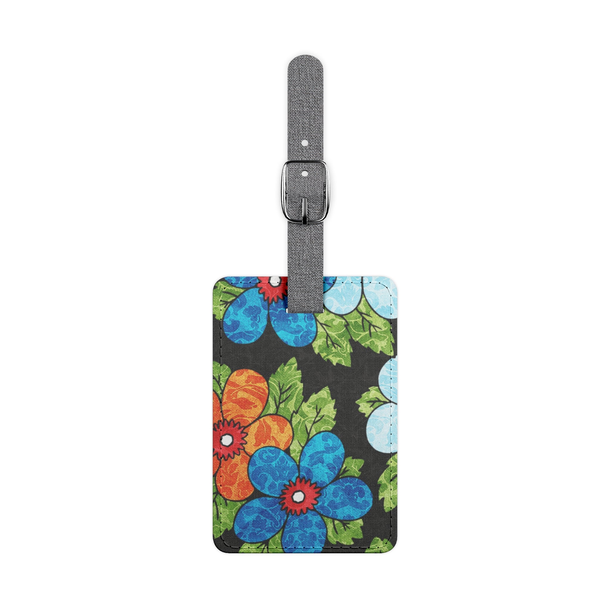 Groovy Black Floral Kl Saffiano Polyester Luggage Tag, Rectangle, Artsulli - Art is Long, Life is Short, Accessories, Size, One size, Shape, Rectangle, , , 60561132661885096775