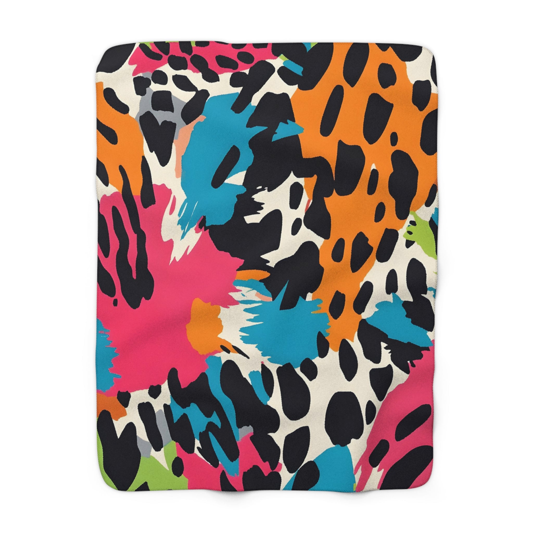 Wild Brush Strokes x Animal Print Multi-Color Sherpa Fleece Blanket, Artsulli - Art is Long, Life is Short, Home Decor, Size, 50" × 60", , , , , 23132529527324922293