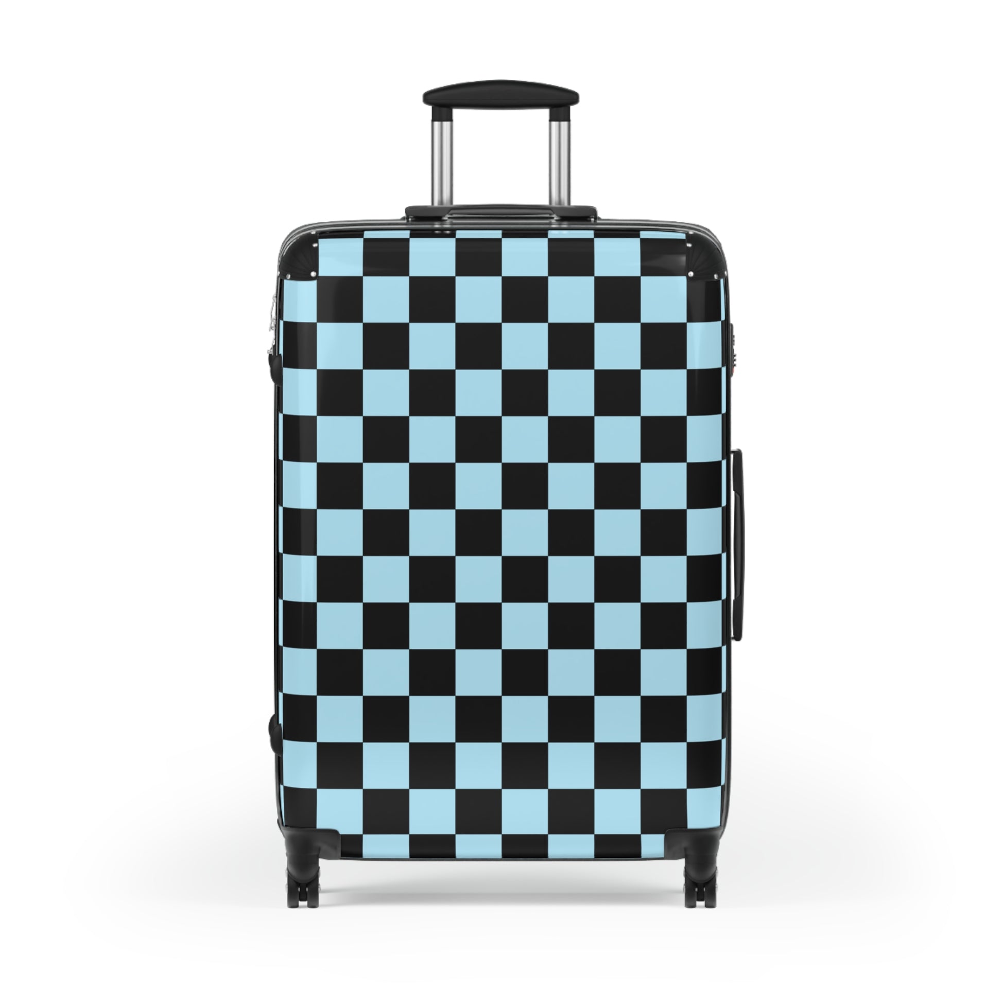 Checkerboard Black and Blue Suitcase, Artsulli - Art is Long, Life is Short, Bags, , , , , , , 