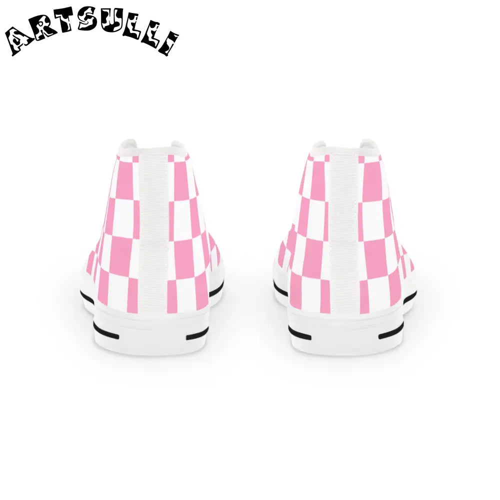 JAKKOUTTHEBXX Checkerboard Hot Pink and White Men’s High Top