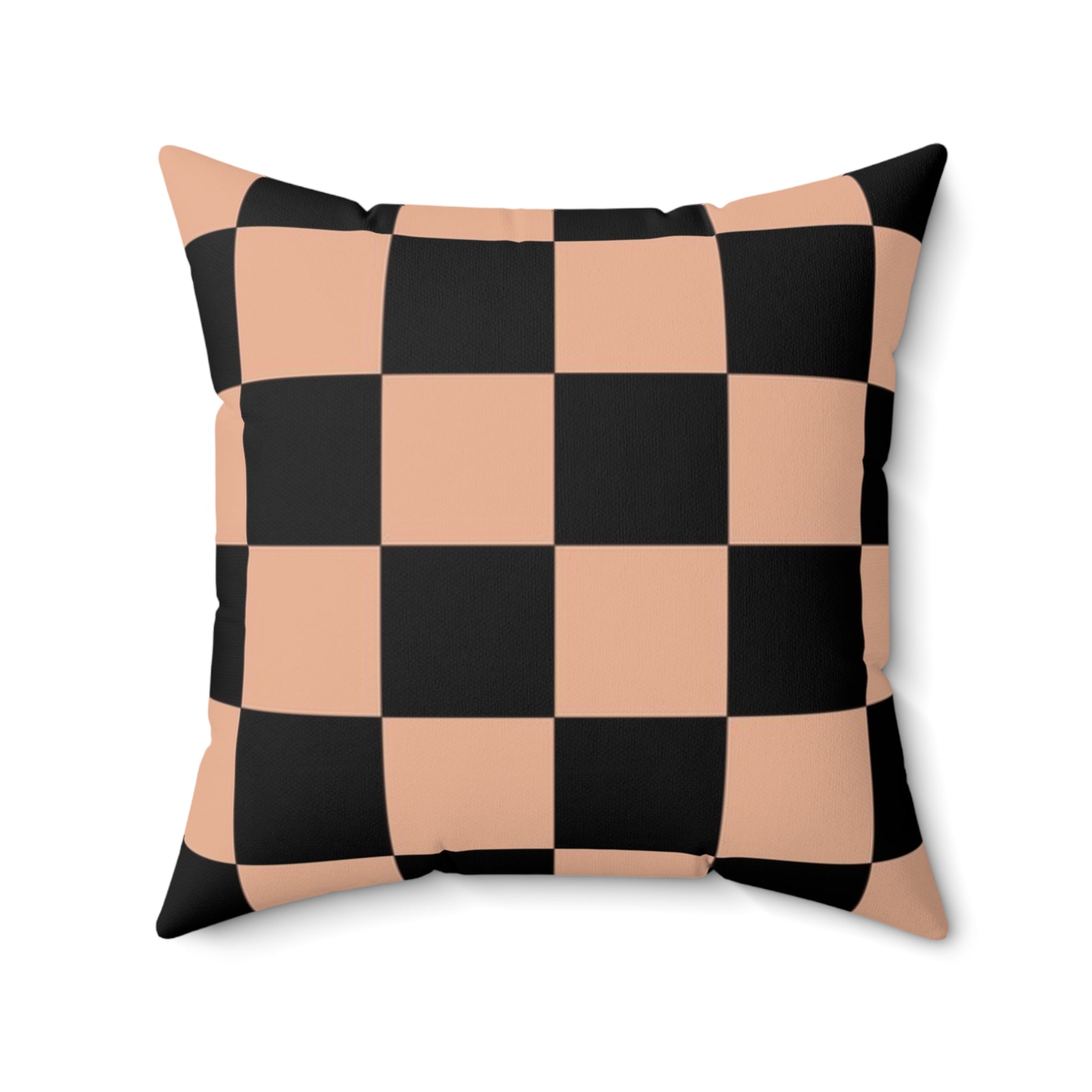Checkerboard Soft Orange and Black Spun Polyester Square Pillow, Artsulli - Art is Long, Life is Short, Home Decor, Size, 20" × 20", , , , , 27694708238688732050