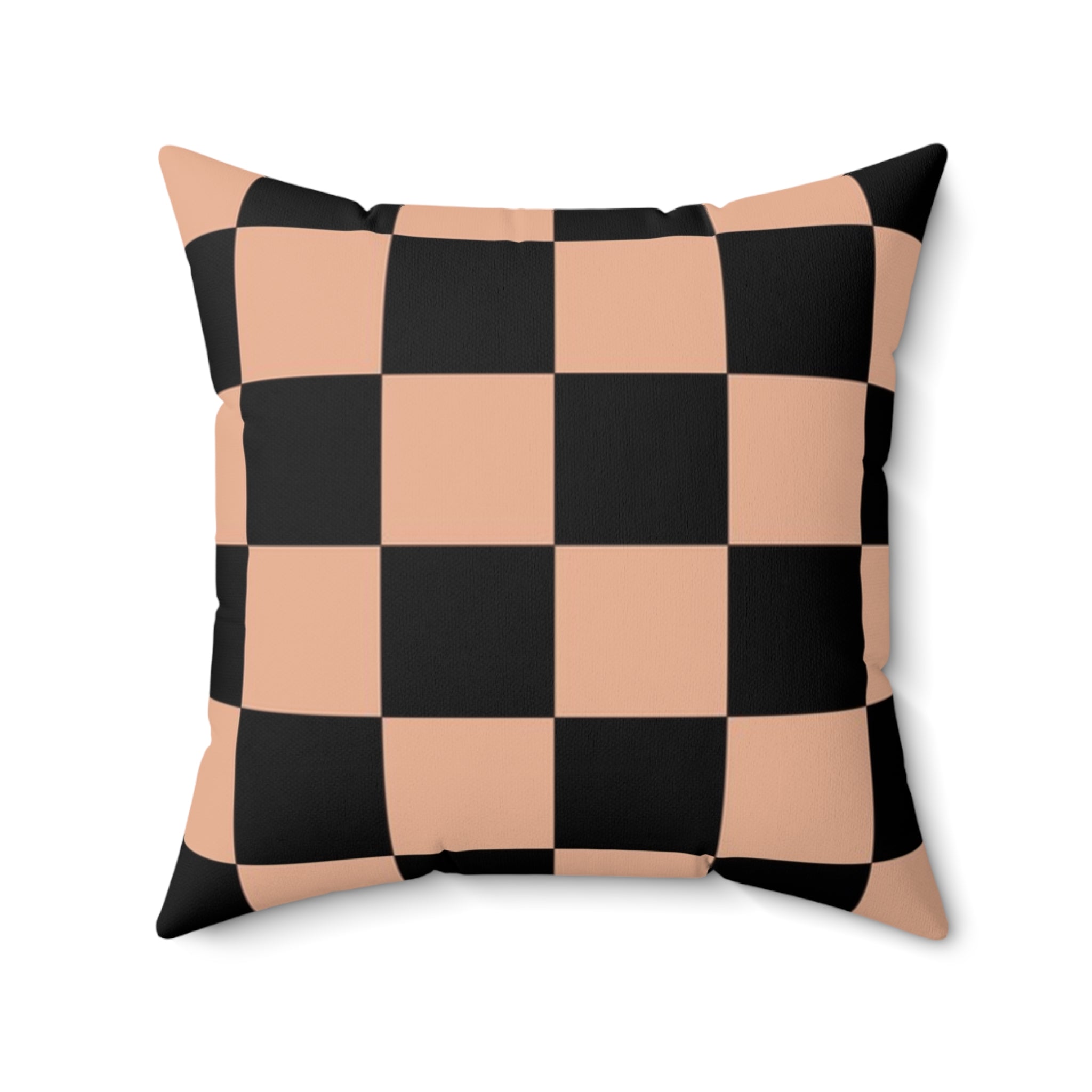 Checkerboard Soft Orange and Black Spun Polyester Square Pillow, Artsulli - Art is Long, Life is Short, Home Decor, Size, 20" × 20", , , , , 27694708238688732050