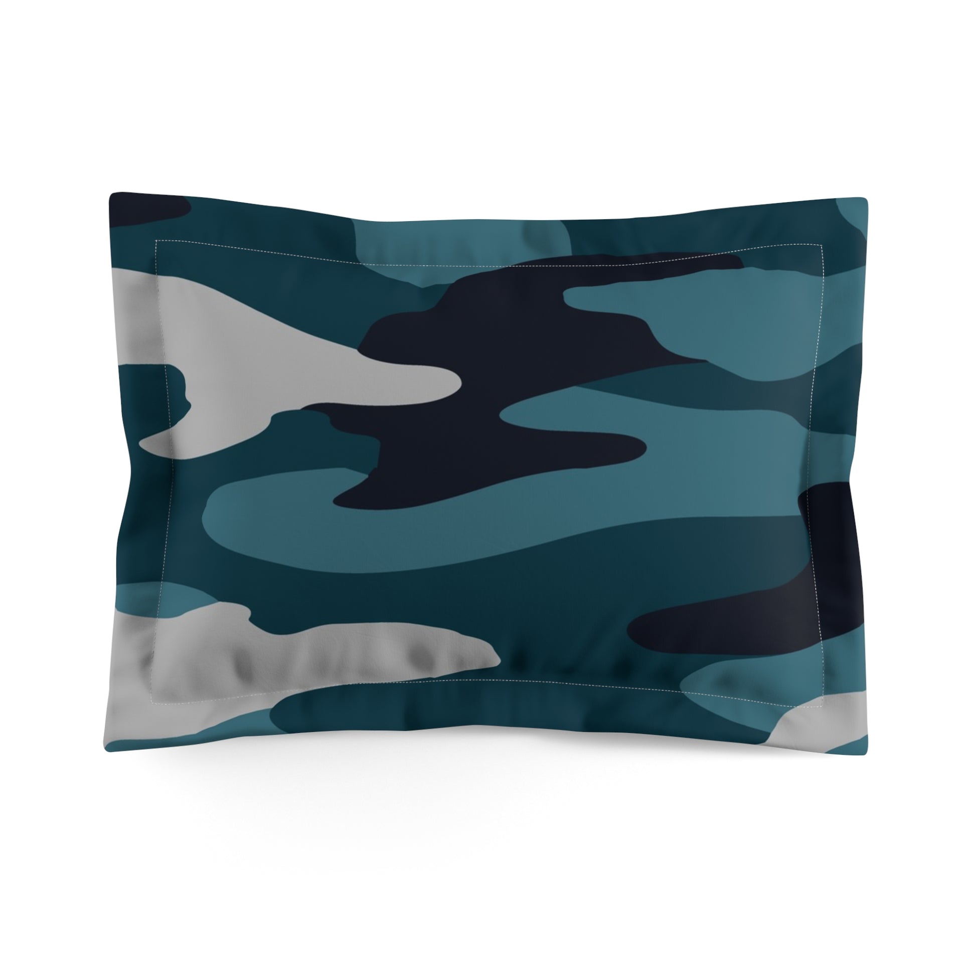 Blue Camouflage Microfiber Pillow Sham, Artsulli - Art is Long, Life is Short, Home Decor, Size, Standard, , , , , 11716598035327