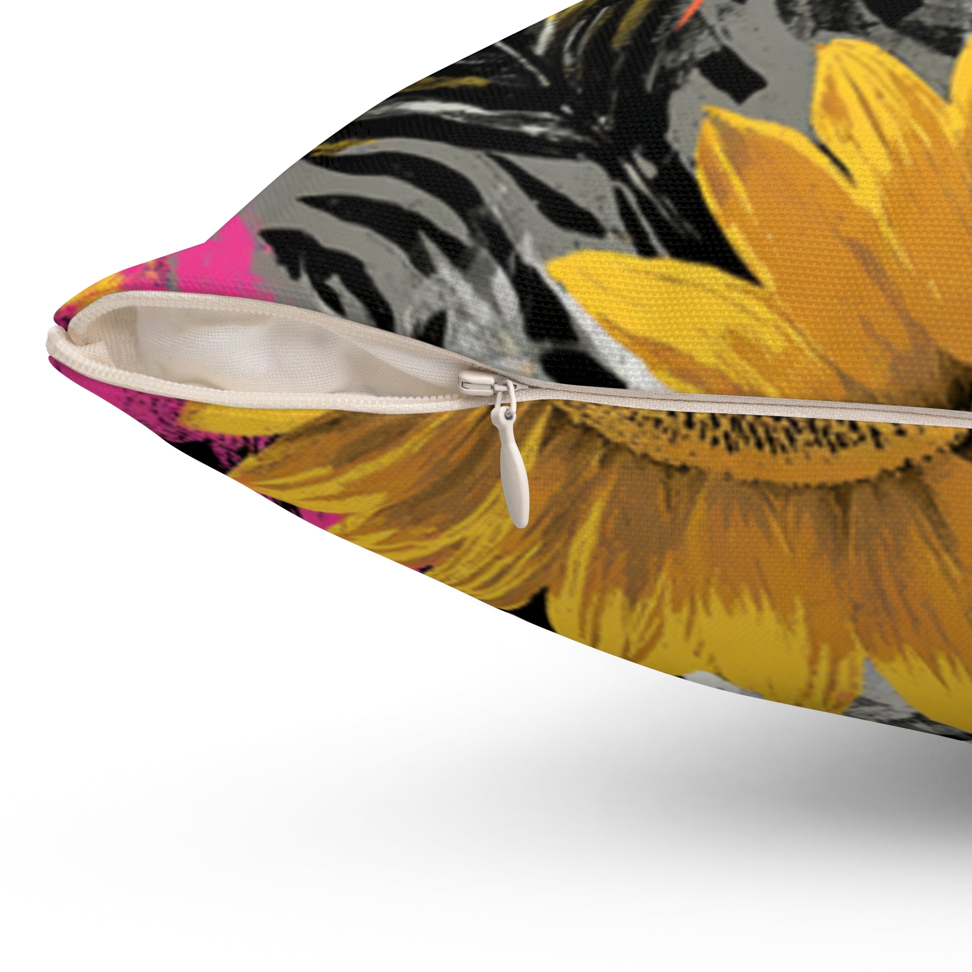 Sunflower Zebra Acid Trip Spun Polyester Square Pillow, Artsulli - Art is Long, Life is Short, Home Decor, , , , , , , 