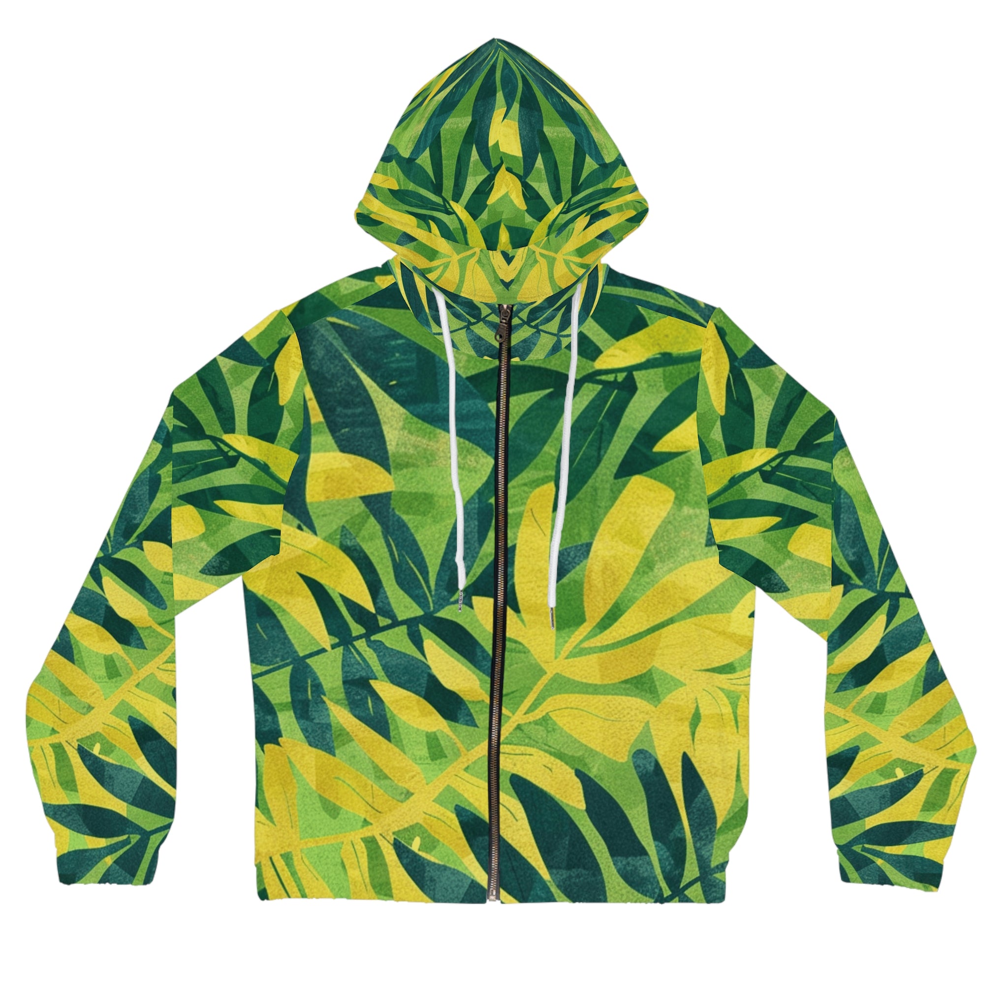 Green Leaf x Yellow Leaf x Tropical x Jungle Women’s Full-Zip Hoodie (AOP), Artsulli - Art is Long, Life is Short, All Over Prints, Size, XS, Color, White, , , 63551403206465165435