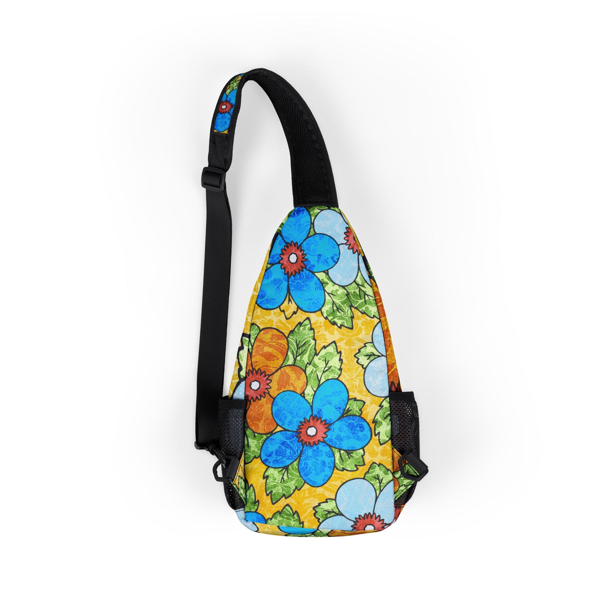 Groovy Yellow Floral Kl Chest Bag (AOP), Artsulli - Art is Long, Life is Short, Bags, , , , , , , 