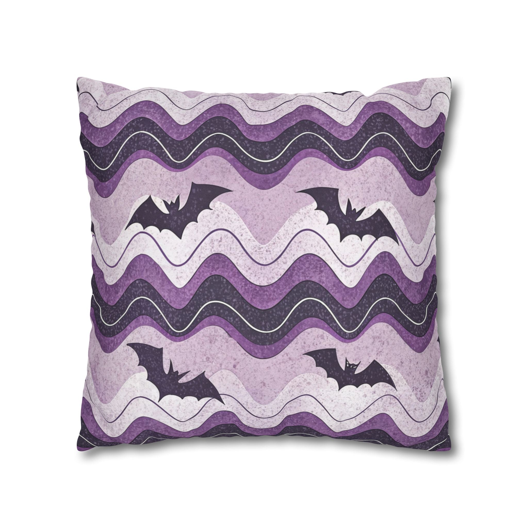 Bat Wave Spun Polyester Square Pillowcase, Artsulli - Art is Long, Life is Short, Home Decor, , , , , , , 
