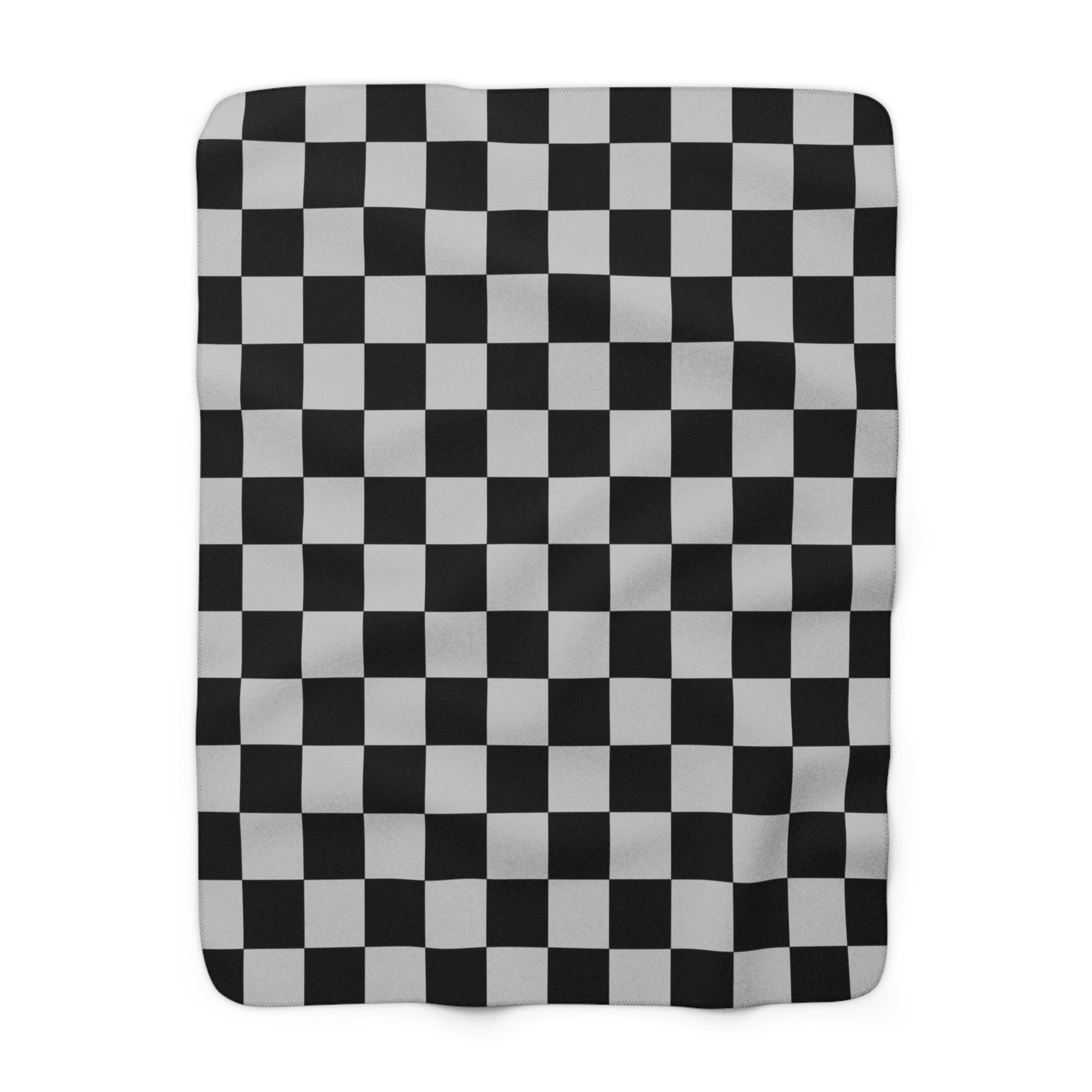 Checkerboard Dada Black and Light Gray Sherpa Fleece Blanket, Artsulli - Art is Long, Life is Short, Home Decor, Size, 50" × 60", , , , , 32136280658266898123