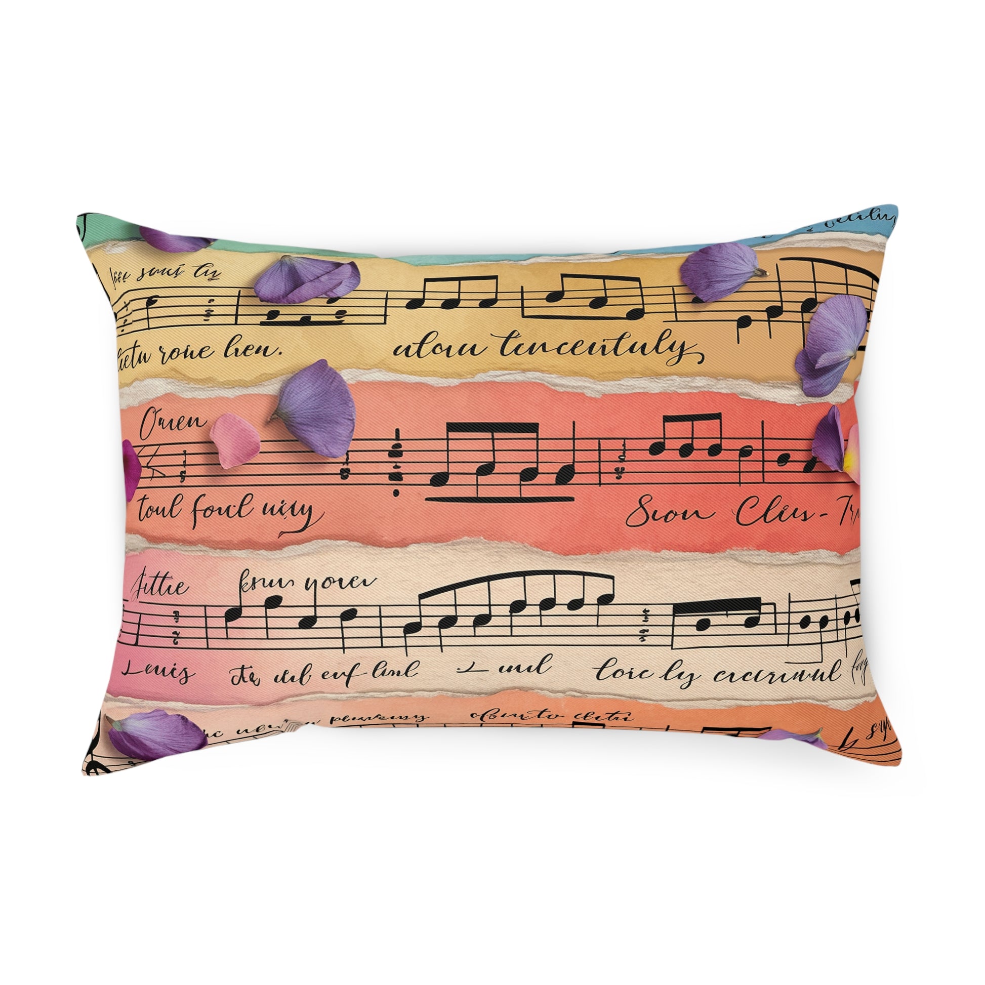 Torn Type Beat Sheet Music Multi-Color Cushion, Artsulli - Art is Long, Life is Short, Home Decor, Size, 19.7" × 13.8", , , , , 57107901036752119276
