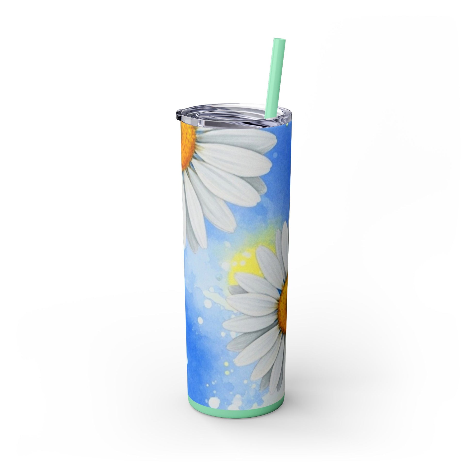 Daisies Skinny Tumbler with Straw, 20oz, Artsulli - Art is Long, Life is Short, Mug, , , , , , , 
